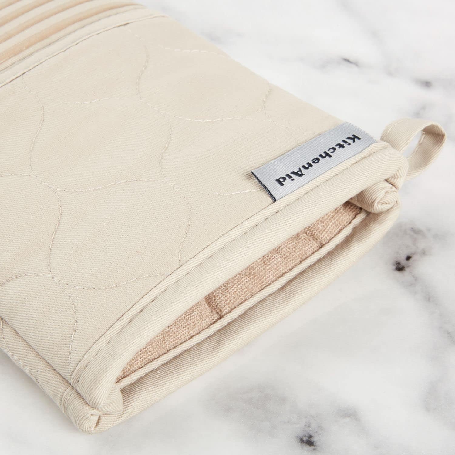 KITCHENAID Quilted Cotton Terry Cloth Oven Mitt, Pot Holder, Kitchen Towel 4-Pack Set, Heat Resistant, Silicone Grip, 16"x26", 7"x13" & 7"x10", Milkshake - Image 7