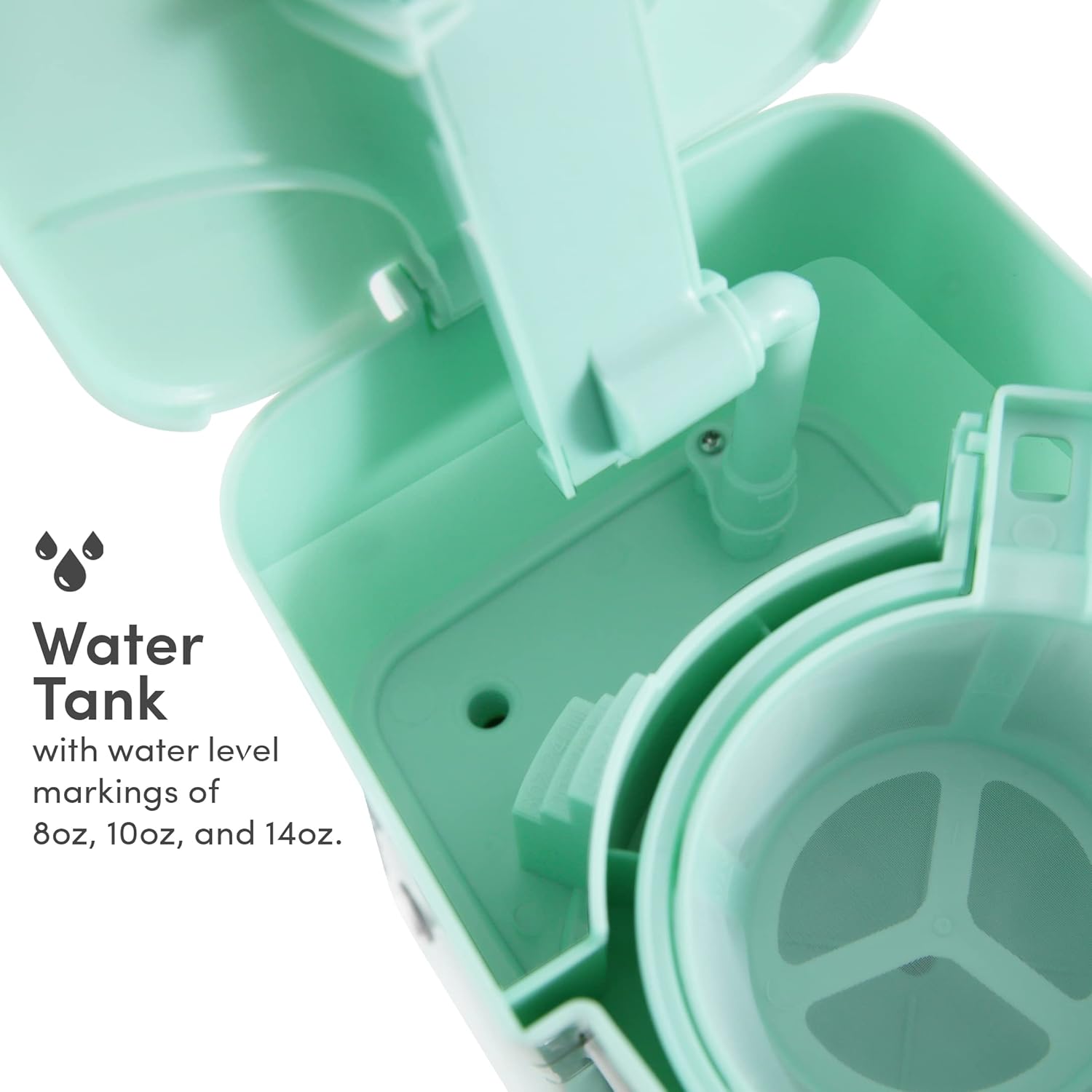 Elite Gourmet EHC113M Personal Single-Serve Compact Coffee Maker Brewer Includes 14Oz. Stainless Steel Interior Thermal Travel Mug, Compatible with Coffee Grounds, Reusable Filter, Mint - Image 6