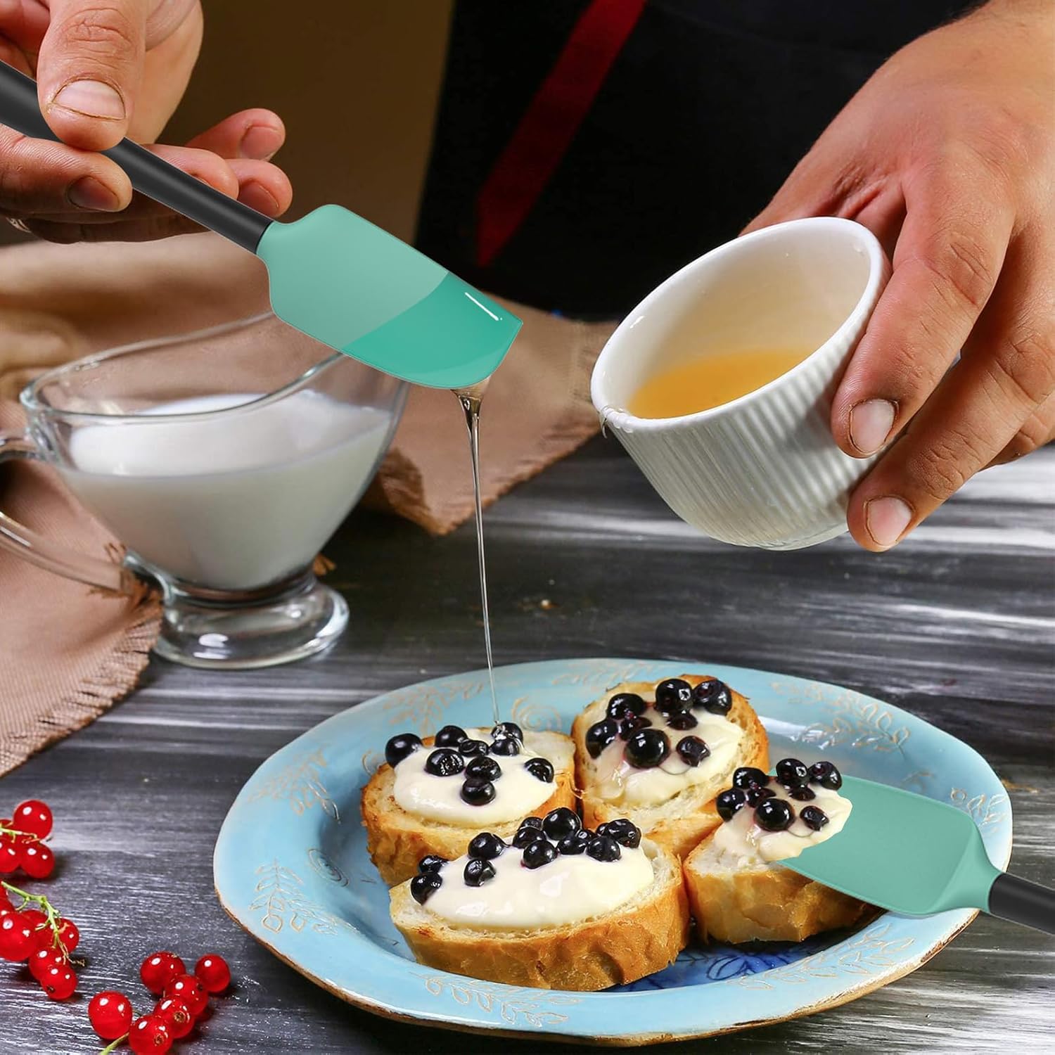 Coukre Silicone Spatula Set of 5,High Temperature Resistant, Food Grade Silicone, Dishwasher Safe, for Baking, Cooking (Aqua Green) - Image 5