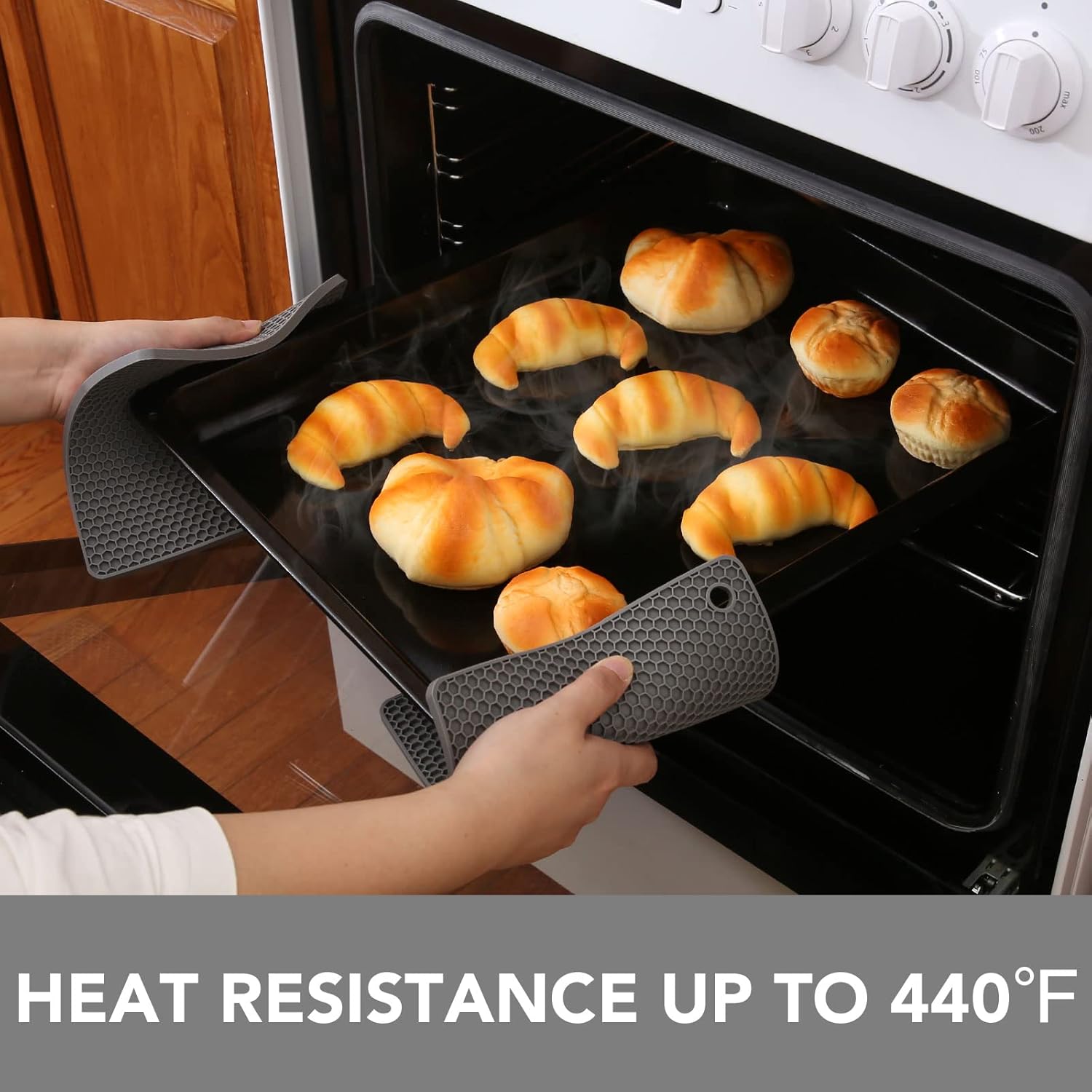 Joyhalo Trivets for Hot Dishes - Hot Pads for Kitchen, Silicone Pot Holders for Hot Pots and Pans, Silicone Mats for Kitchen Countertops, Table, Flexible Easy to Wash and Dry, Grey - Image 2