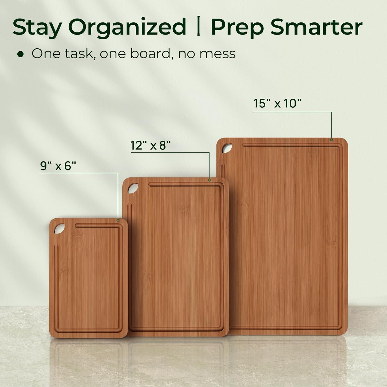 Bamboo Cutting Board, Durable Wood Cutting Boards for Kitchen with Deep Juice Grooves & Built-in Handles, Ideal Charcuterie & Chopping for Meat, Vegetables and Fruits Ideal Kitchen Gifts - Image 7