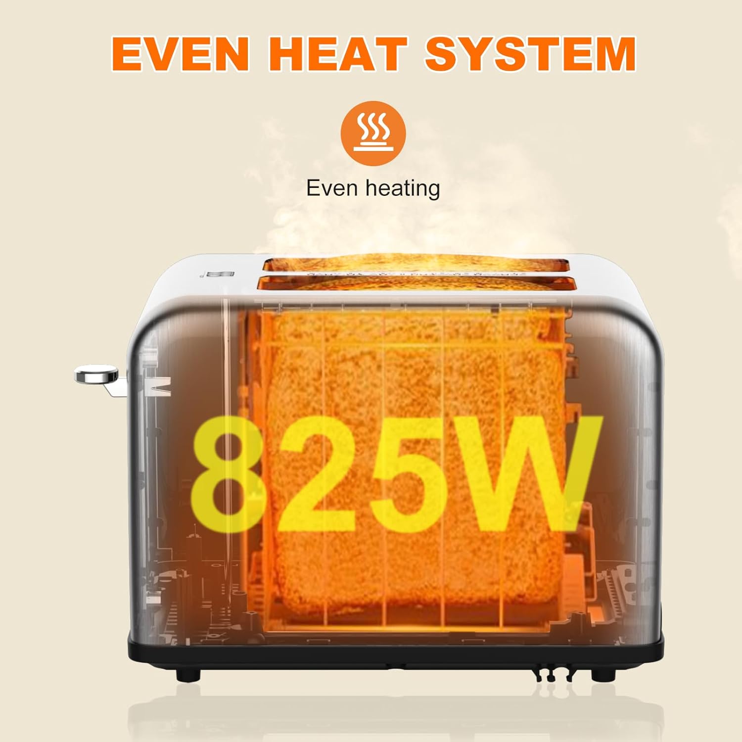 2 Slice Toaster Touch Screen, Stainless Steel Toasters Digital Timer 2 Slot Toasters, 8 Shade Settings 6 Bread Types for Bagel, Cancel, Defrost(Stainless Steel) - Image 5