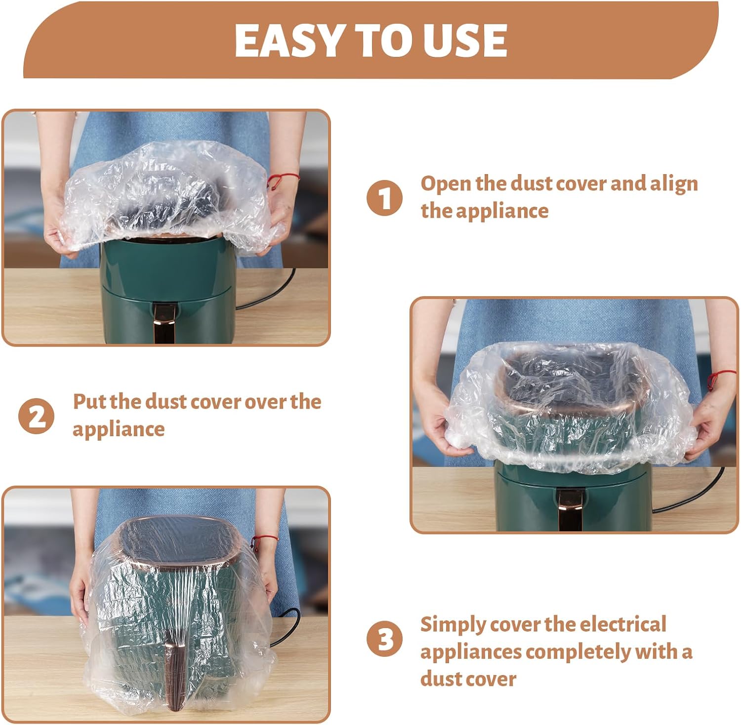 40 PCS Kitchen Disposable Dust Cover, Appliance Dust Covers, Thickened Elastic Dust Cover for Air Fryer, Blender, Coffee Maker, Slow Cooker, Toaster Oven Blender Pressure Cooker Accessories - Image 6