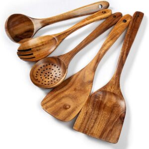 Wood Kitchen Utensils Set, 5 PCs Na...
