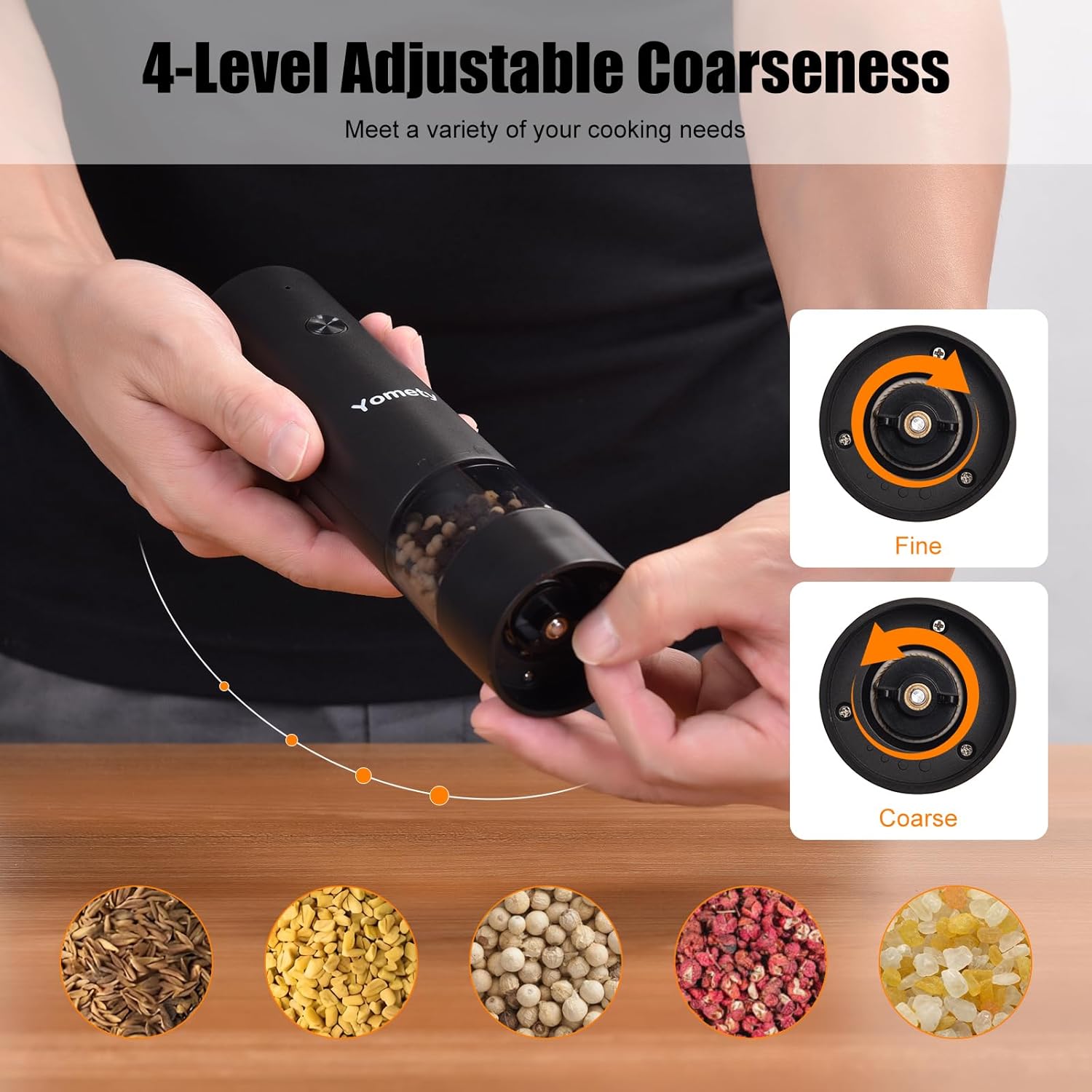 Electric Salt and Pepper Grinder Set-Rechargeable Salt and Pepper Mill Set All in One, Automatic Refillable Adjustable Coarseness Ceramic Grinder, Salt and Pepper Shakers for Kitchen Appliances - Image 4