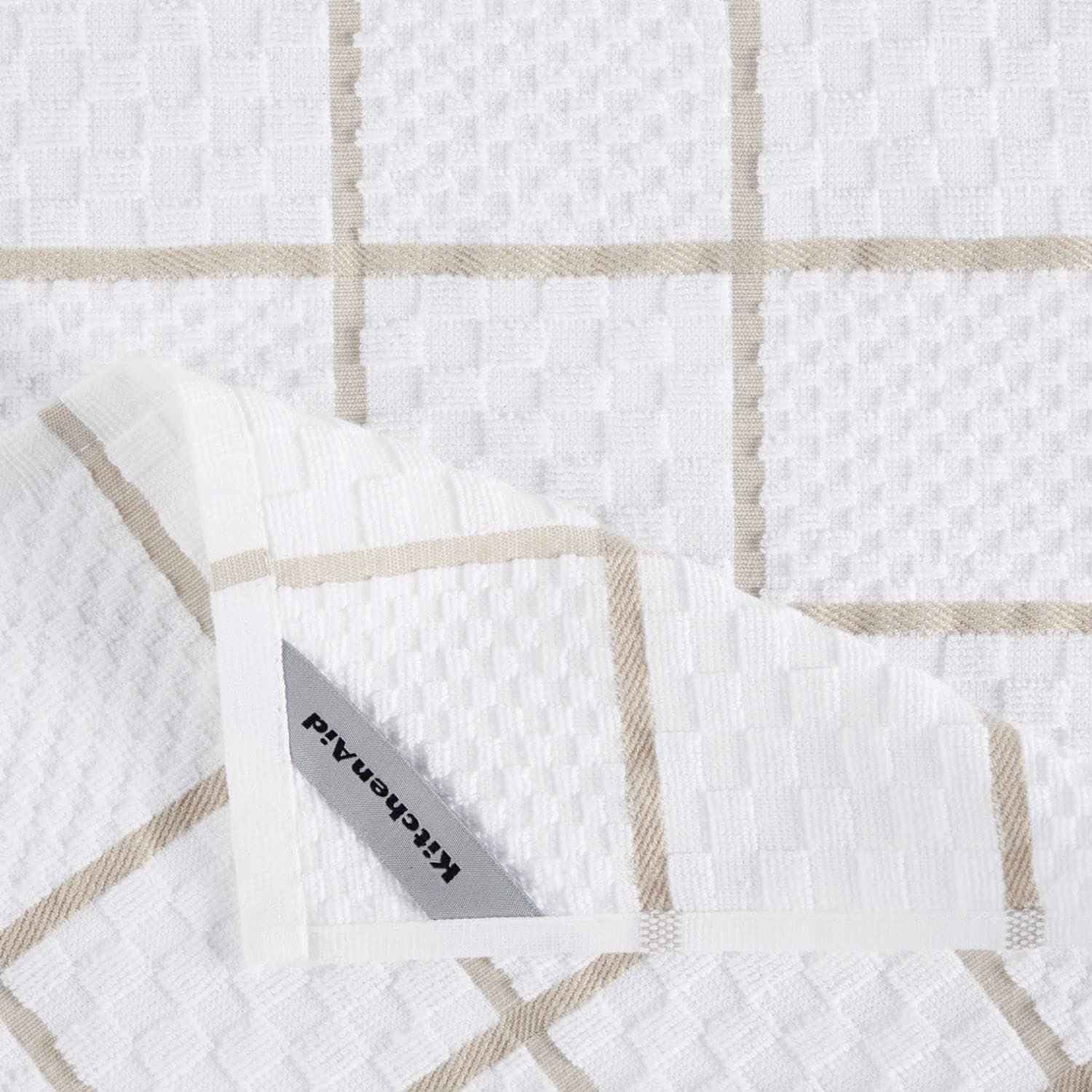 KITCHENAID Quilted Cotton Terry Cloth Oven Mitt, Pot Holder, Kitchen Towel 4-Pack Set, Heat Resistant, Silicone Grip, 16"x26", 7"x13" & 7"x10", Milkshake - Image 9