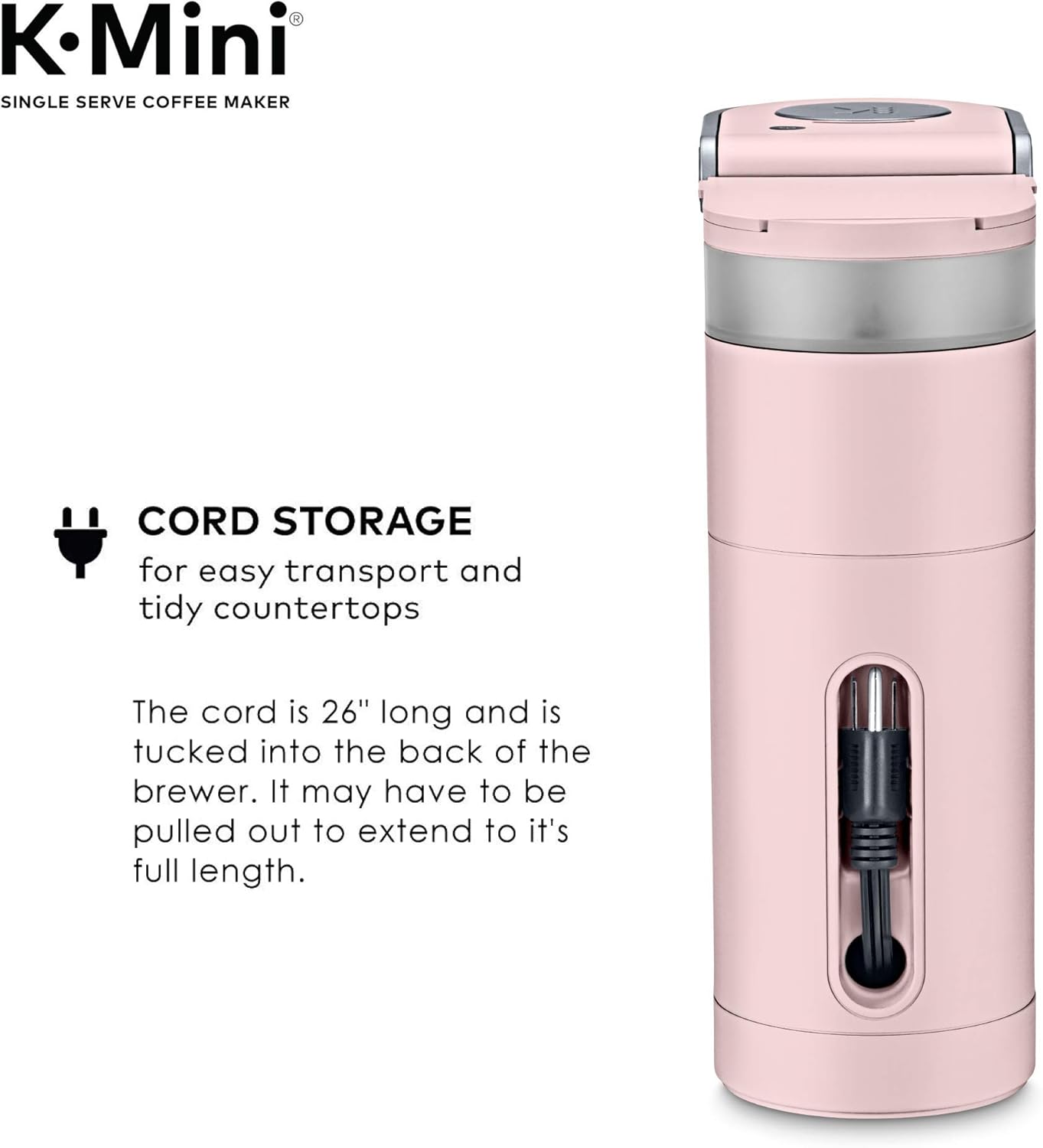 Keurig K-Mini Single Serve K-Cup Pod Coffee Maker, 6 to 12oz Brew size, with Cord Storage, Perfect for Small Spaces, Dusty Rose - Image 5