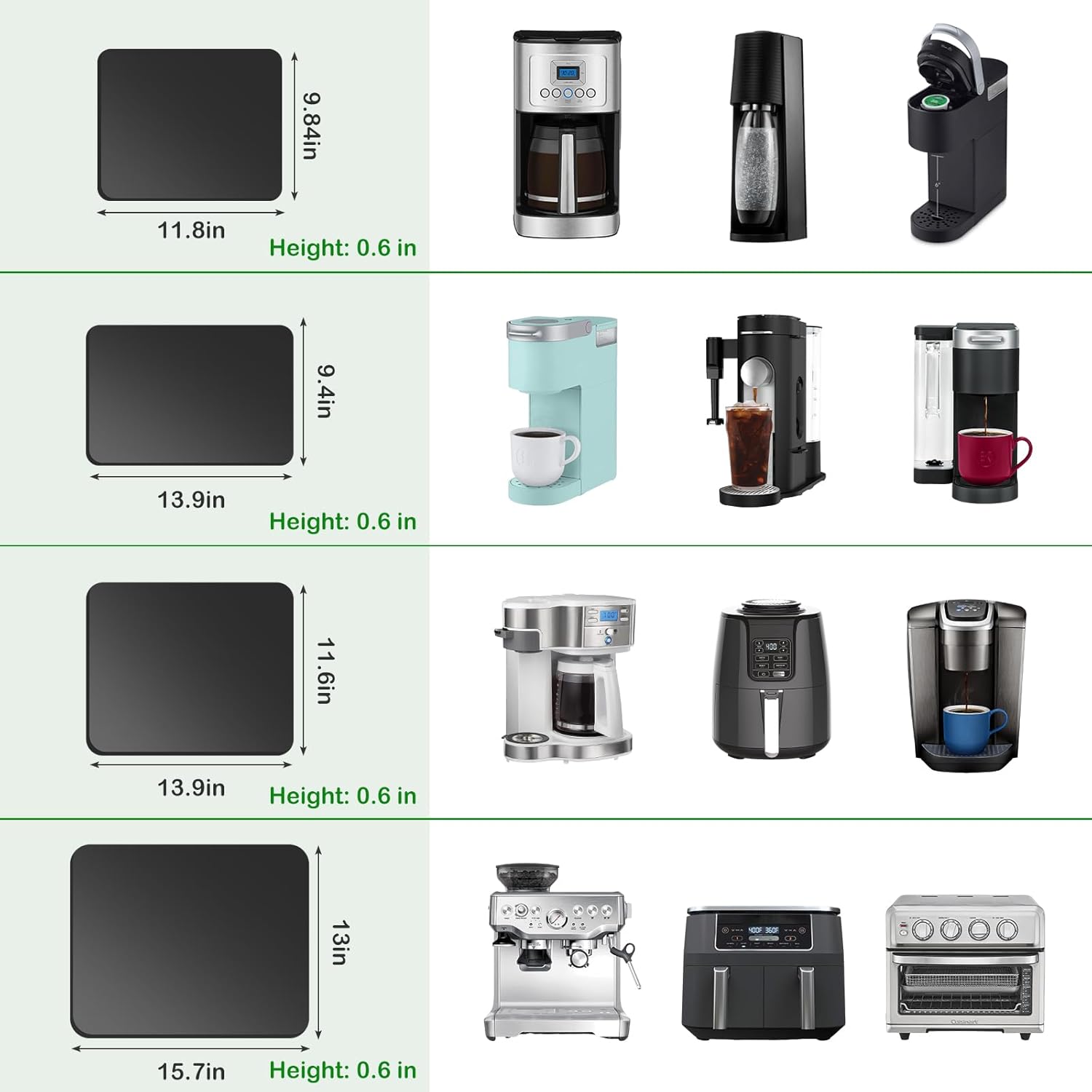 Appliance Slider 360° Rolling Tray for Coffee Maker- Bamboo Coffee Pot Slider Tray Countertop Rotation Sliding Tray with Wheels, Small Appliances Mat White (small 11.8" × 9.8" × 0.6") - Image 5