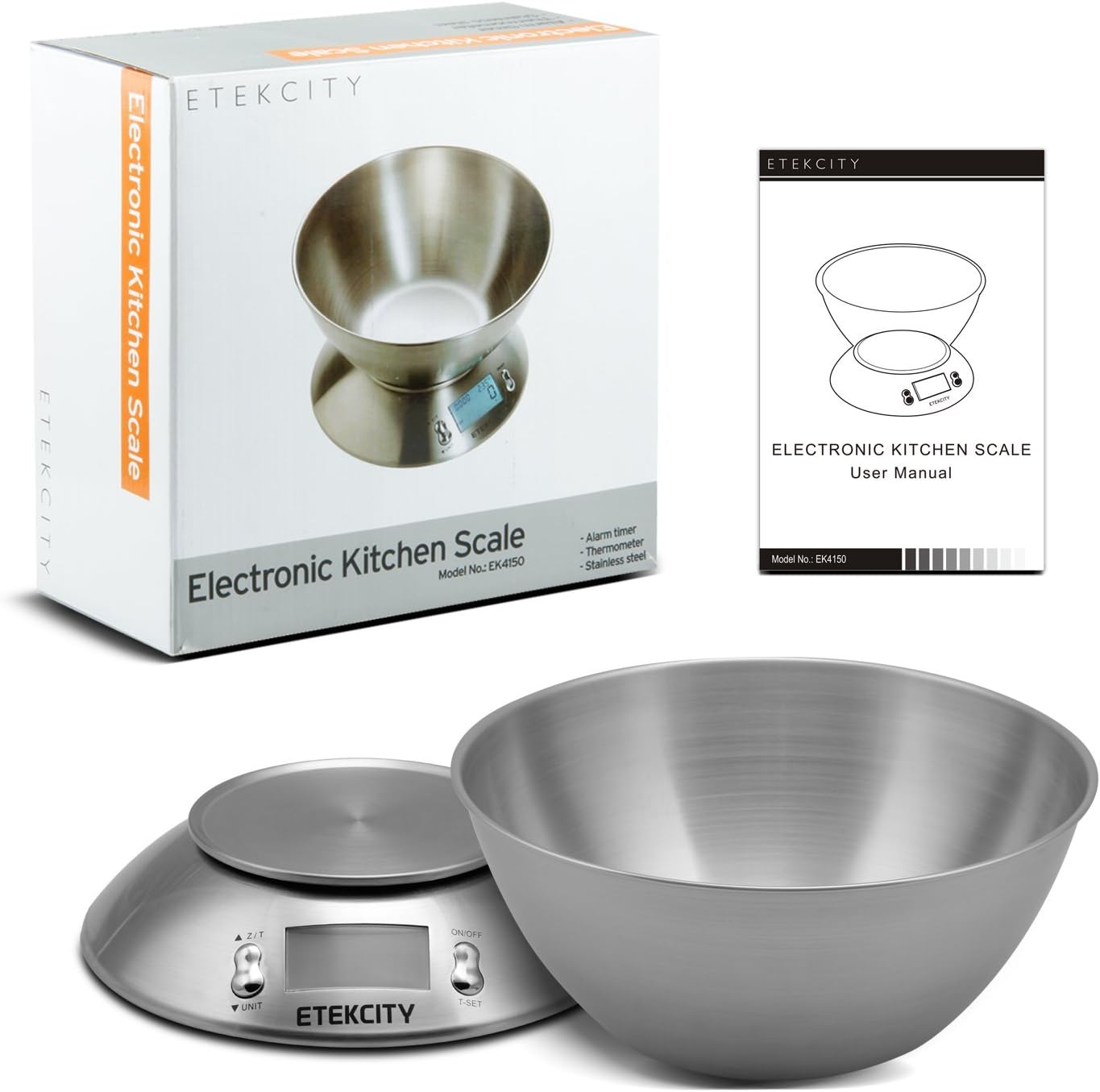 Etekcity Food Kitchen Scale with Bowl, Digital Weight Scale for Food Ounces and Grams, Cooking and Baking, Timer, and Temperature Sensor, 2.06 QT, Stainless Steel - Image 8