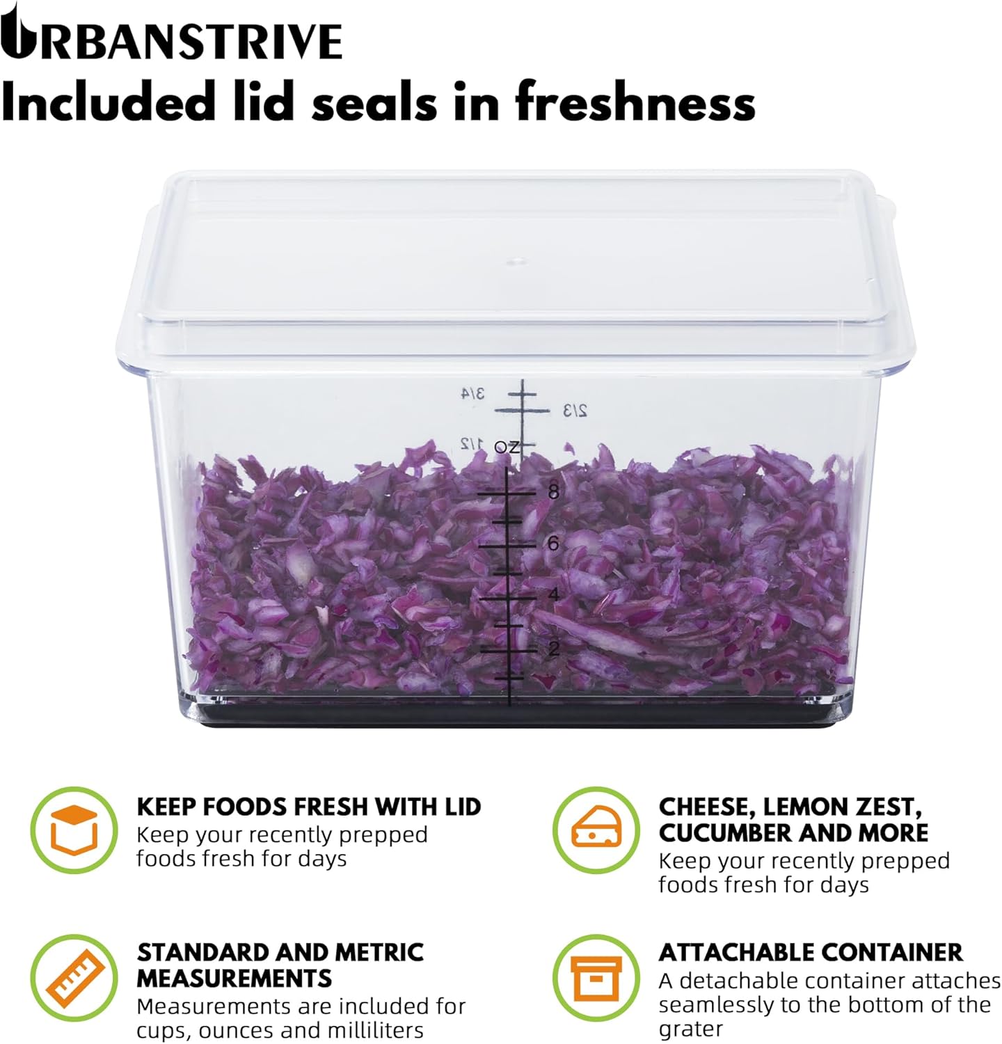 Urbanstrive Cheese Grater With Container Box Grater Stainless Steel Graters for Kitchen Cheese Shredder Parmesan Shredder Kitchen Gadgets Kitchen Tools Kitchen Gifts for Chef Dishwasher Safe Zester - Image 6