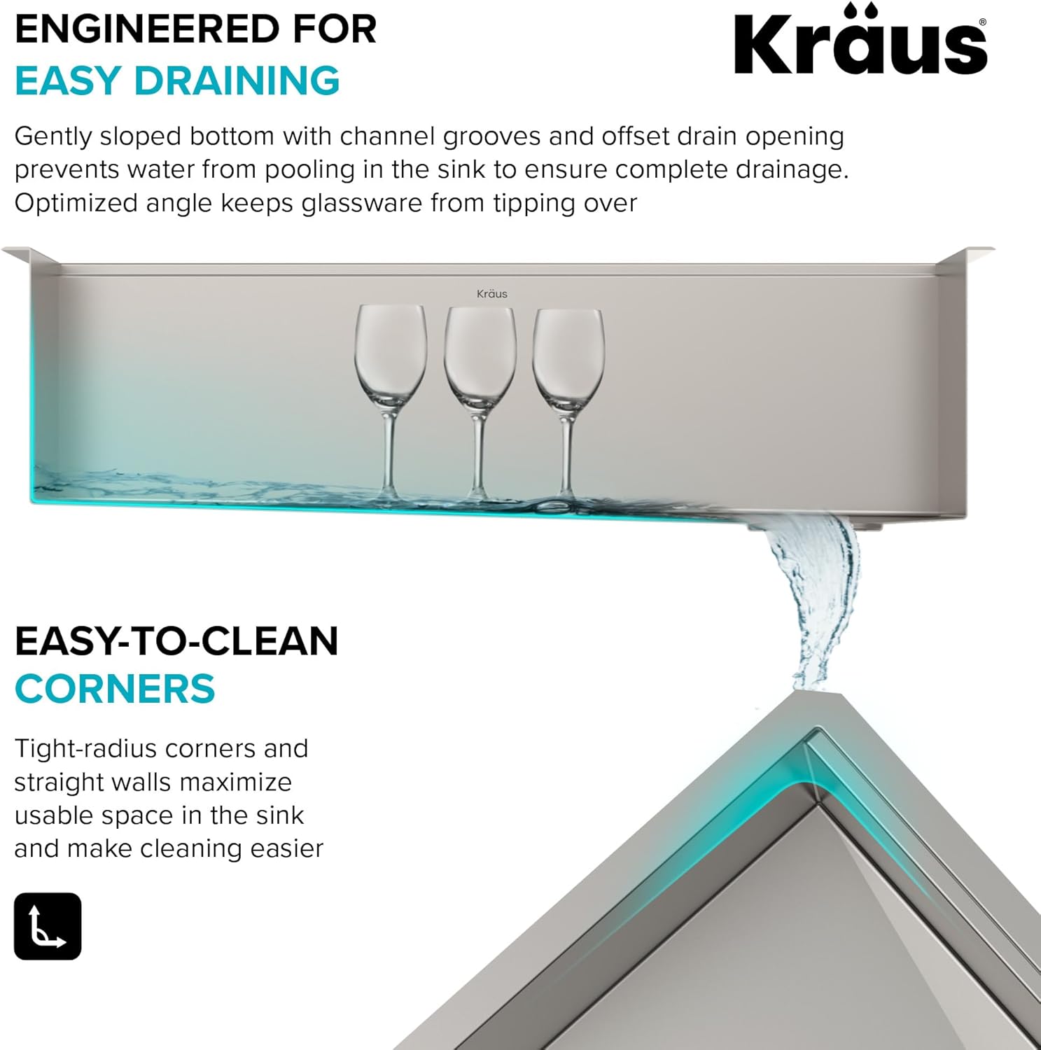 KRAUS Kore Workstation 45-inch Undermount 16 Gauge Stainless Steel Kitchen Sink, Single Bowl Kitchen Sink with Accessories, KWU120-45 - Image 4