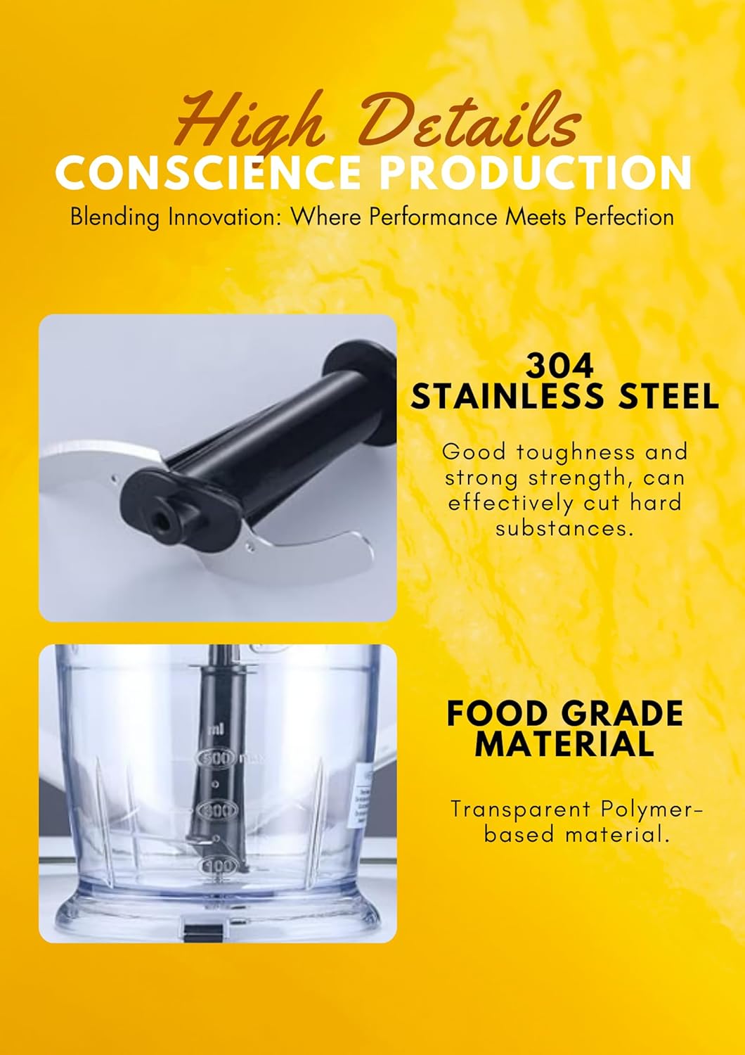 MegaWise Pro Titanium Reinforced 5 in1 Immersion Hand Blender, Powerful with 80% Sharper Blades, 12 Speed Corded Blender, Including 500ml Chopper, 600ml Beaker, Whisk and Milk Frother - Image 8