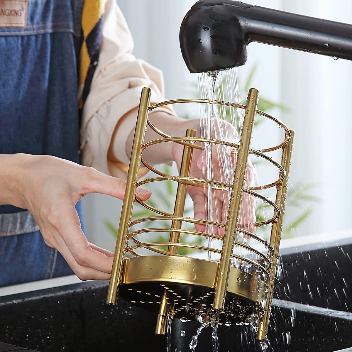 Gold Kitchen Utensils Set, Berglander 38 Pieces Non-stick Silicone Cooking Tools Spoon Spatula Set With Sturdy Stainless Steel Utensil Holder, Dishwasher Safe - Image 5