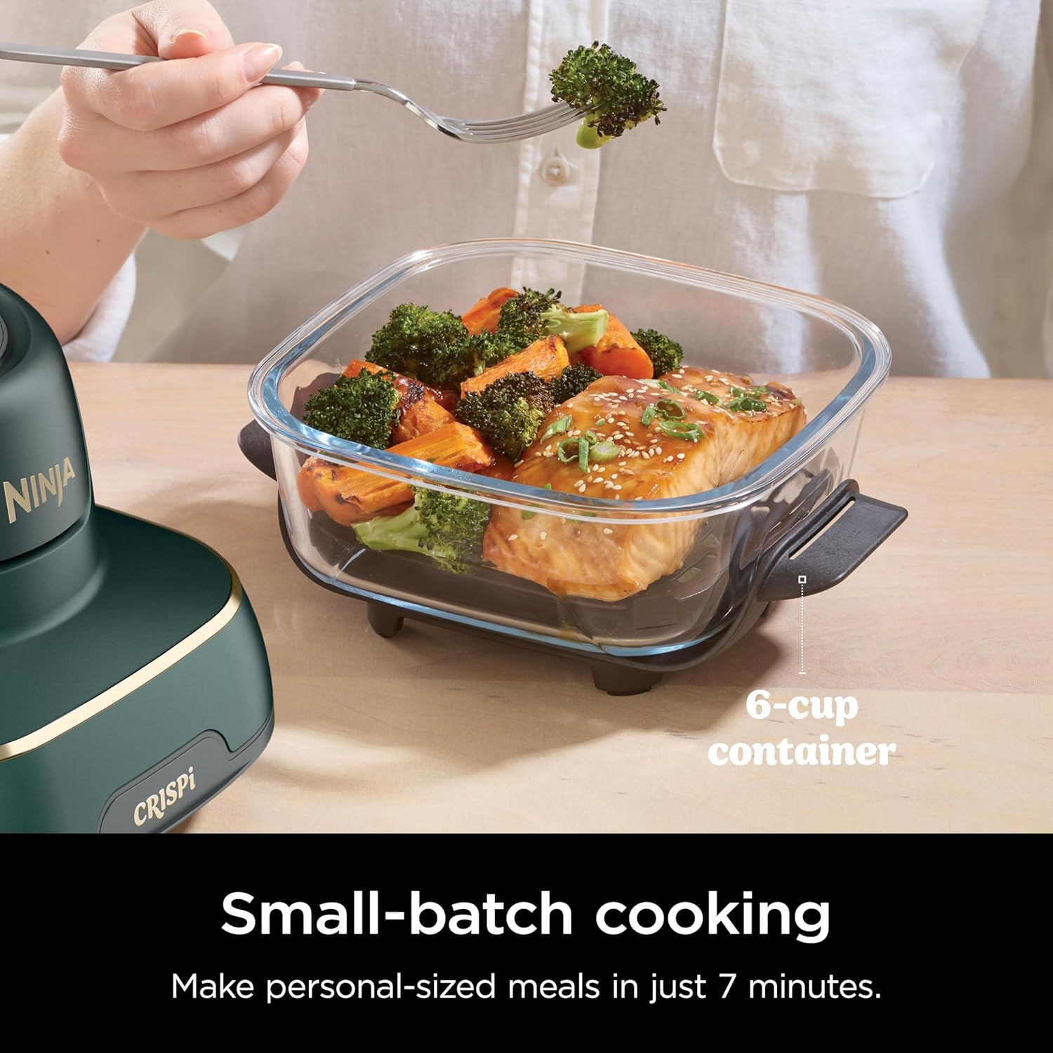 Ninja Crispi 5-in-1 Glass Air Fryer | 450°F, Nontoxic, 4QT & 6-Cup Containers & Lids | Microwave, Freezer, Dishwasher Safe | Max Crisp, Air Fry, Bake, Recrisp, Keep Warm | Brit. Racing Green, FN103BF - Image 7