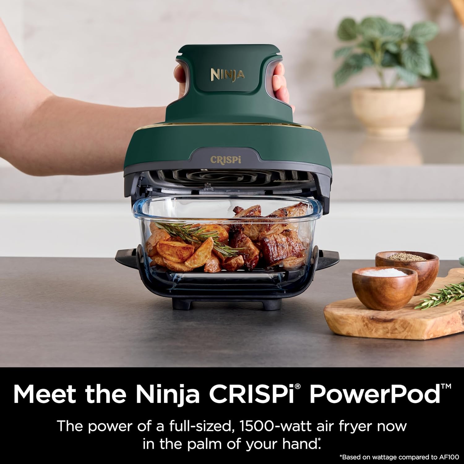 Ninja Crispi 5-in-1 Glass Air Fryer | 450°F, Nontoxic, 4QT & 6-Cup Containers & Lids | Microwave, Freezer, Dishwasher Safe | Max Crisp, Air Fry, Bake, Recrisp, Keep Warm | Brit. Racing Green, FN103BF - Image 4