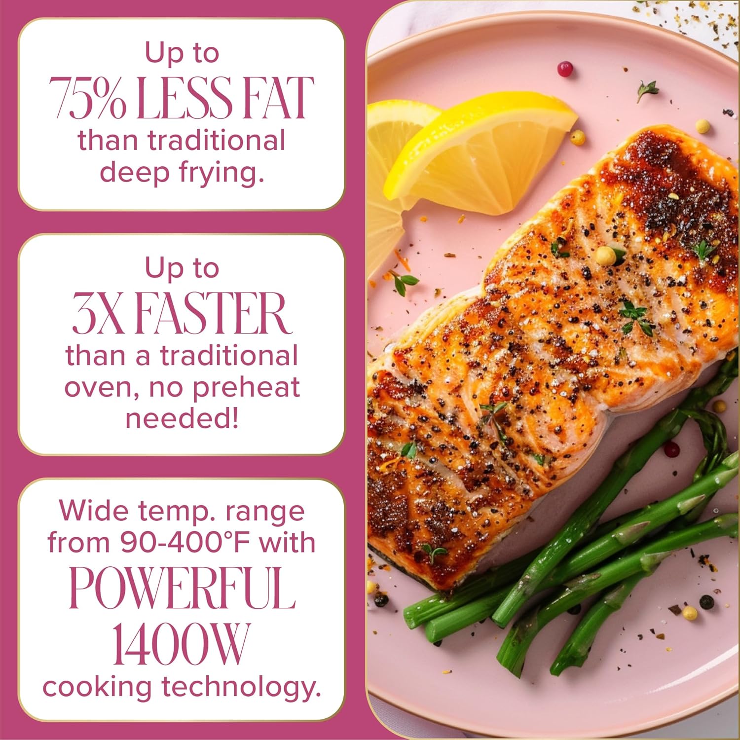 Paris Hilton Air Fryer, Large 6-Quart Capacity, Nonstick Made without PFAS, Touchscreen Display, 8-in-1 (Air Fry, Roast, Broil, Bake, Reheat, Keep Warm, Pizza, Dehydrate), Dishwasher Safe, Pink - Image 5