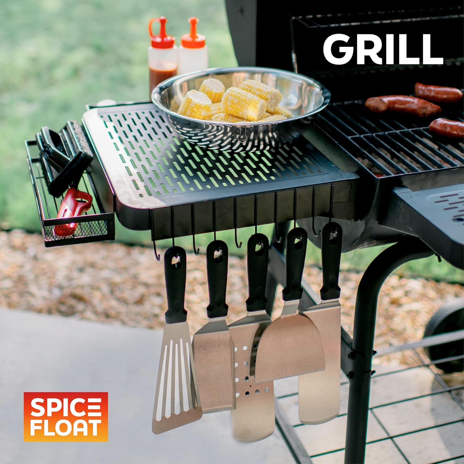 SPICE FLOAT Magnetic Spice Organizer Racks - 4 Premium Metal Racks + 1 Hanging Hook Bar Kitchen Shelf - Seasoning Organizer For Kitchen Appliances (3.94" x 12.2" x 3.15") - Image 4