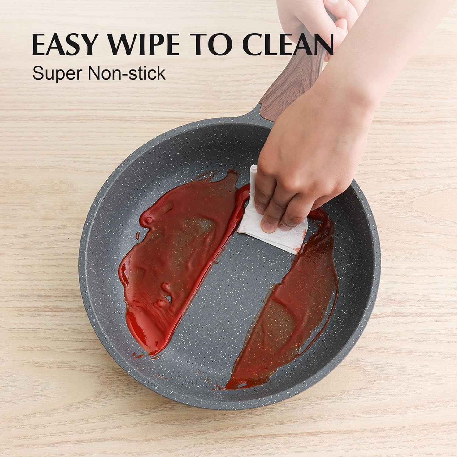 SENSARTE Nonstick Cookware Set 13-Piece, Non Stick Pots and Pans Set with Swiss Granite Coating, Healthy Kitchen Cooking Set, Stay-Cool Handles, PFOA Free - Image 5