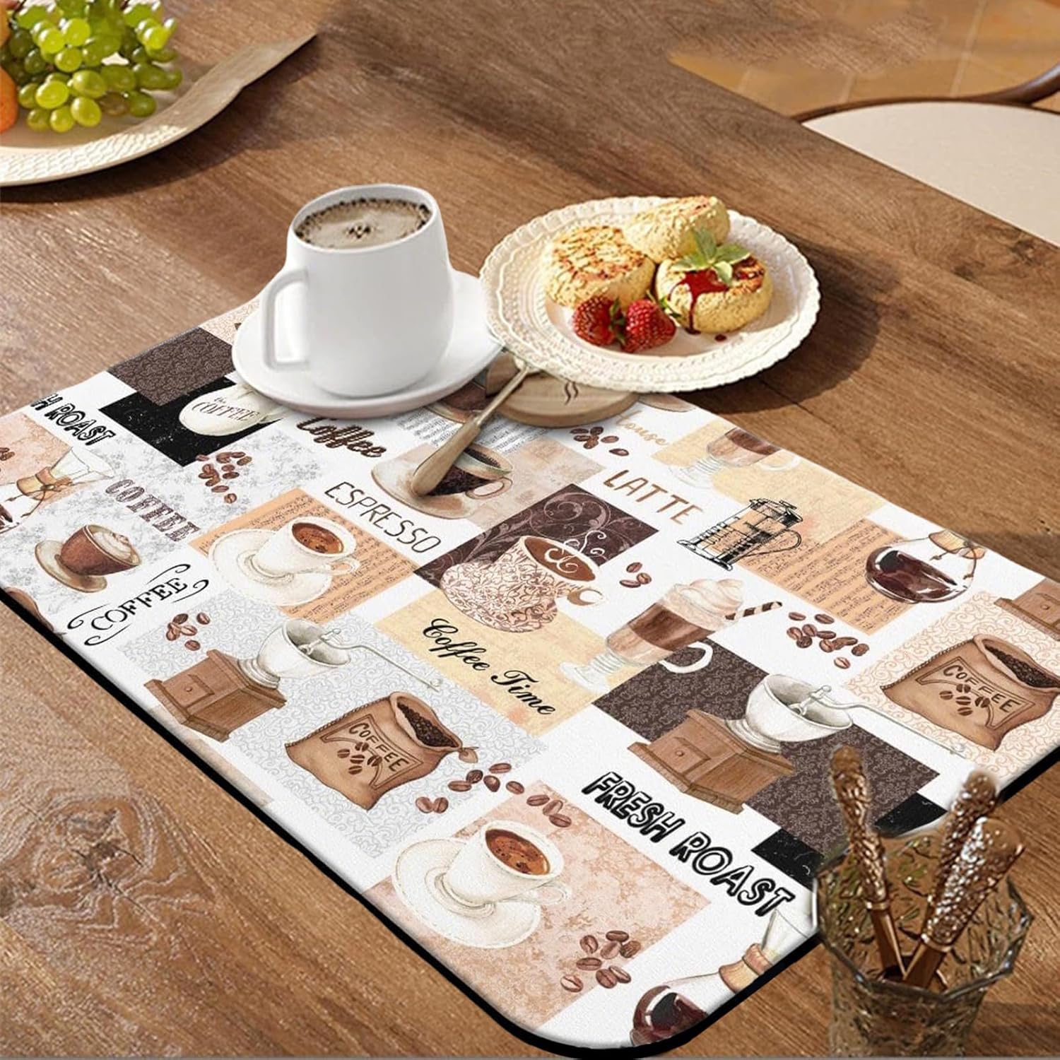 Coffee Mat Bar,Coffee Matt for Counter Mat Bar Mats for Countertop Accessories,Silicone Mats for Kitchen Counter Waterproof(19''x12'') - Image 2