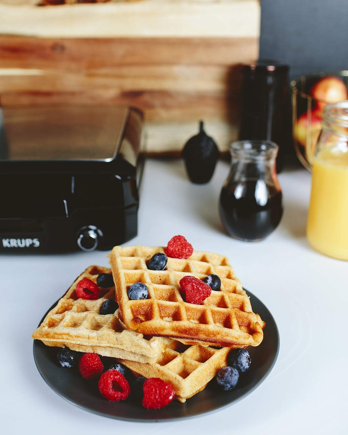 KRUPS 4-Slice Belgian Waffle Maker: Stainless Steel, 5 Browning Levels, Audible Ready Beep, Removable Plates, 1200W, Silver/Black, Large Waffle Maker Family Size, Great for Family Breakfasts - Image 7