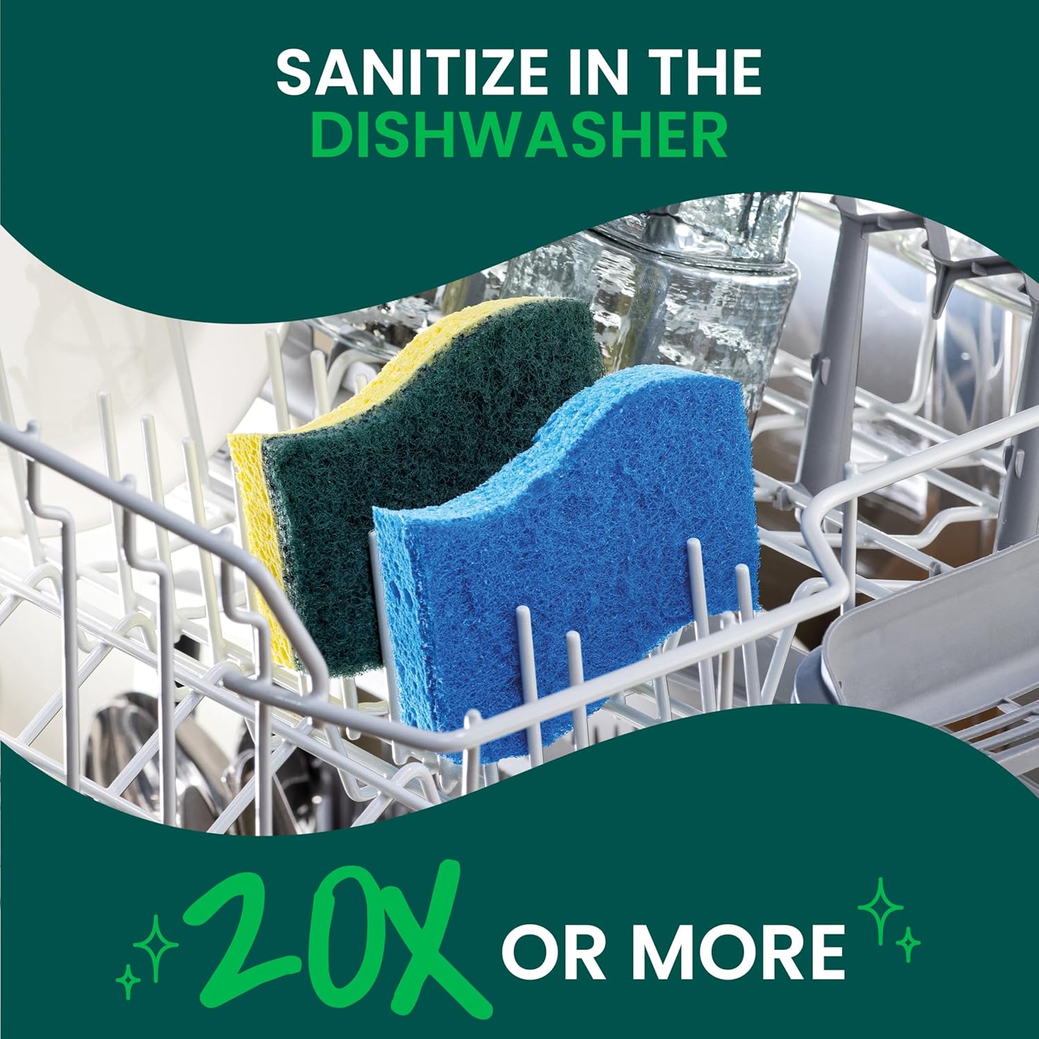 Scotch-Brite Zero Scratch Scrub Sponge, 6 Kitchen Sponges for Cleaning Around the Home, Bathroom & More, Scratch-free Dish Scrubber, Multi-surface Safe, Best for Nonstick Pots and Pans - Image 8