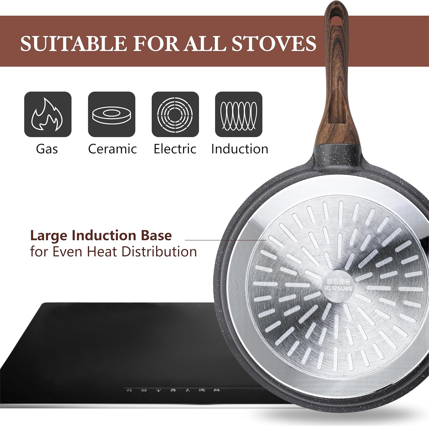 SENSARTE Nonstick Cookware Set 13-Piece, Non Stick Pots and Pans Set with Swiss Granite Coating, Healthy Kitchen Cooking Set, Stay-Cool Handles, PFOA Free - Image 9