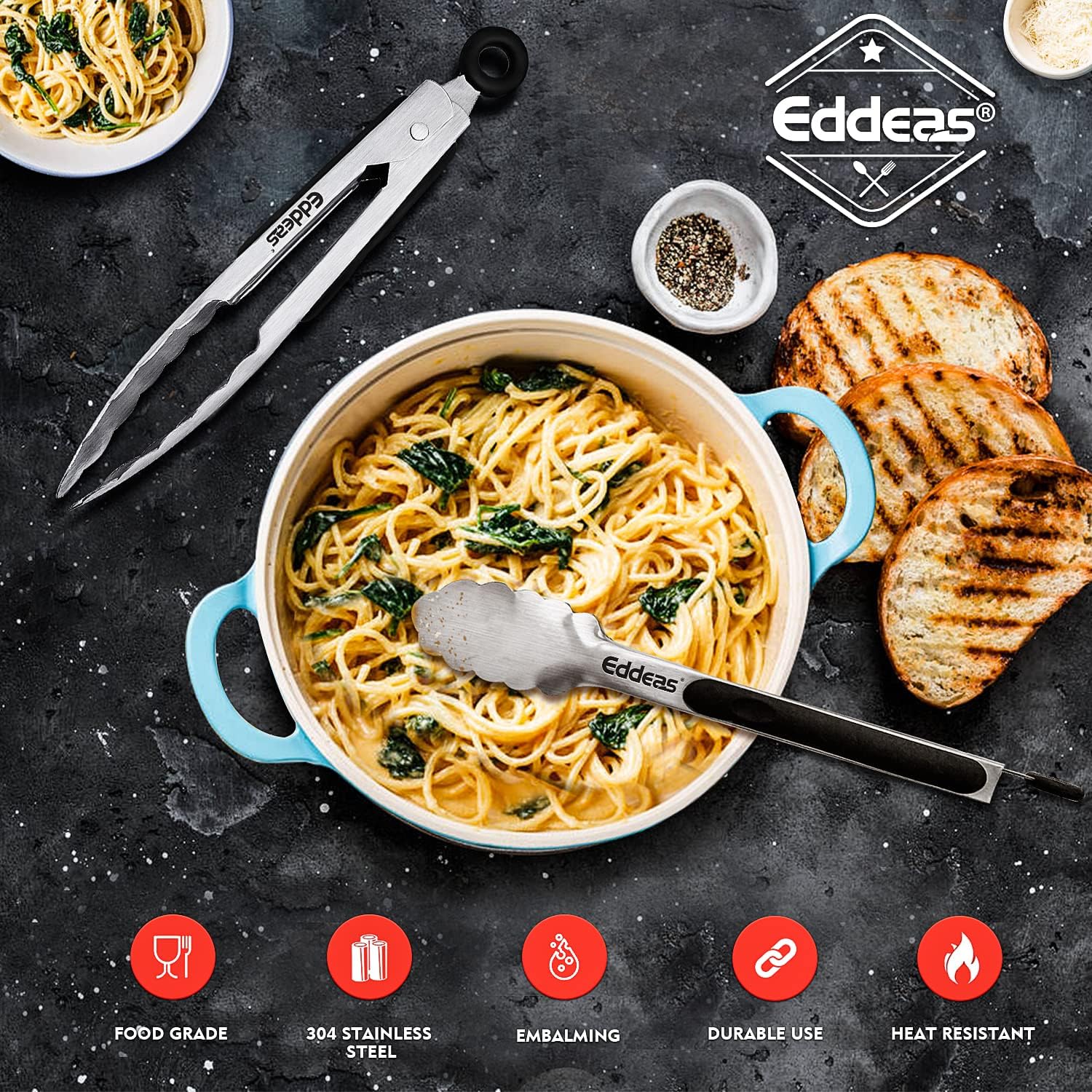 Tongs For Cooking - Heat Resistant 600 Degrees Stainless Steel Kitchen Tong,Heavy Duty Metal Locking Tongs - Perfect for Food,Salad and BBQ set of 3 (7",9" and 12") Dishwasher - Image 7