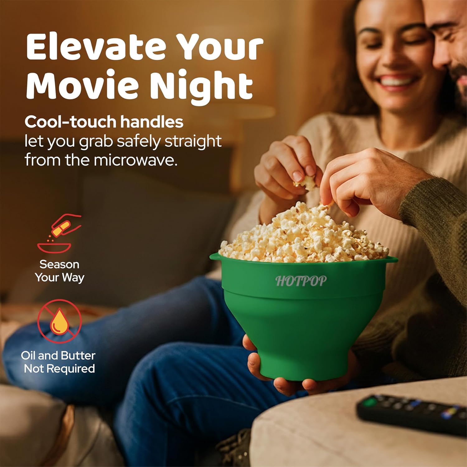 The Original Hotpop Microwave Popcorn Popper, Silicone Popcorn Maker, Collapsible Bowl BPA-Free and Dishwasher Safe- 20 Colors Available (Olive Green) - Image 5