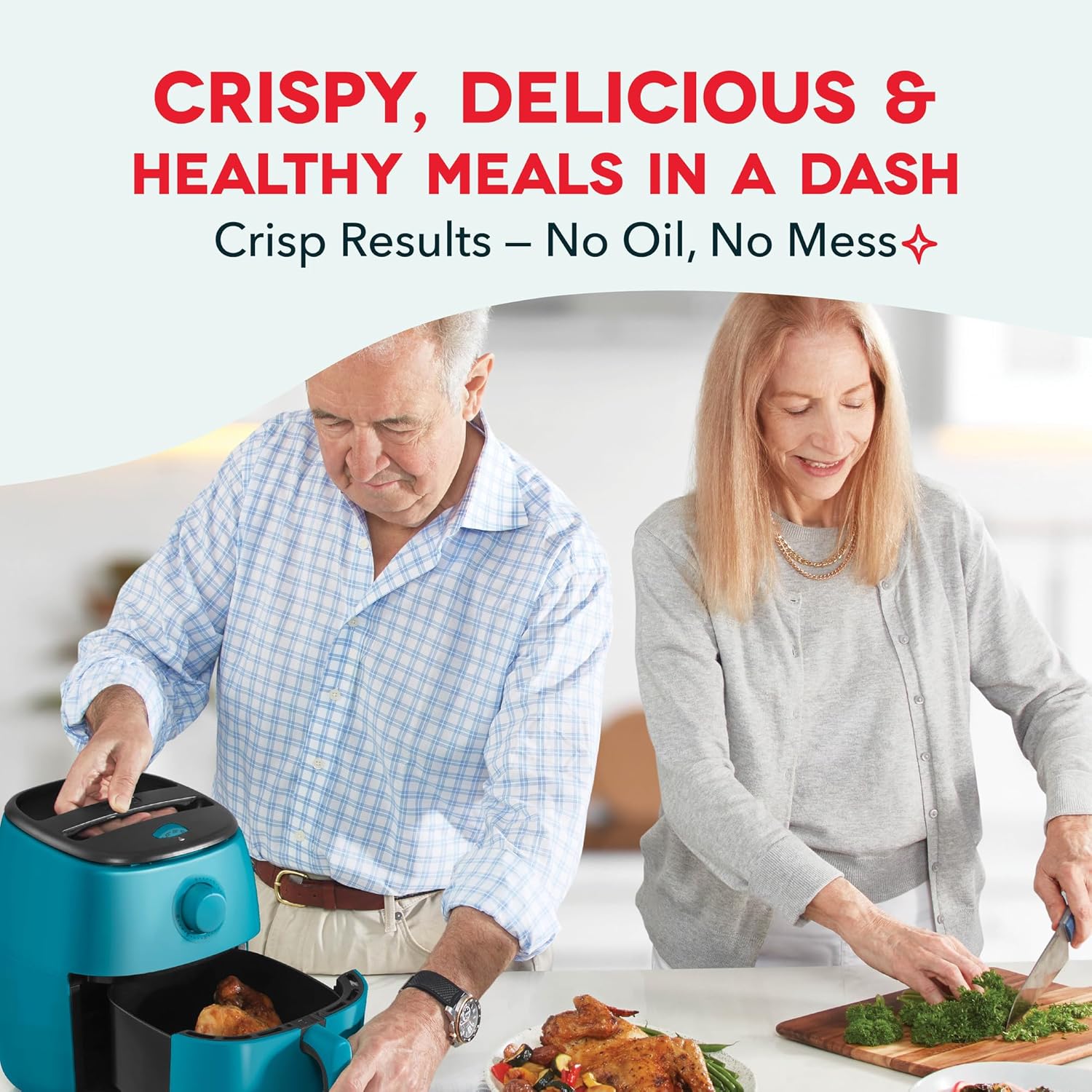Dash Tasti-Crisp™ Air Fryer - AirCrisp® Technology - Compact Design with Adjustable Temperature Control - Nonstick Fry Basket & Auto Shut-Off Feature - 2.6 Quarts - Teal - Image 4