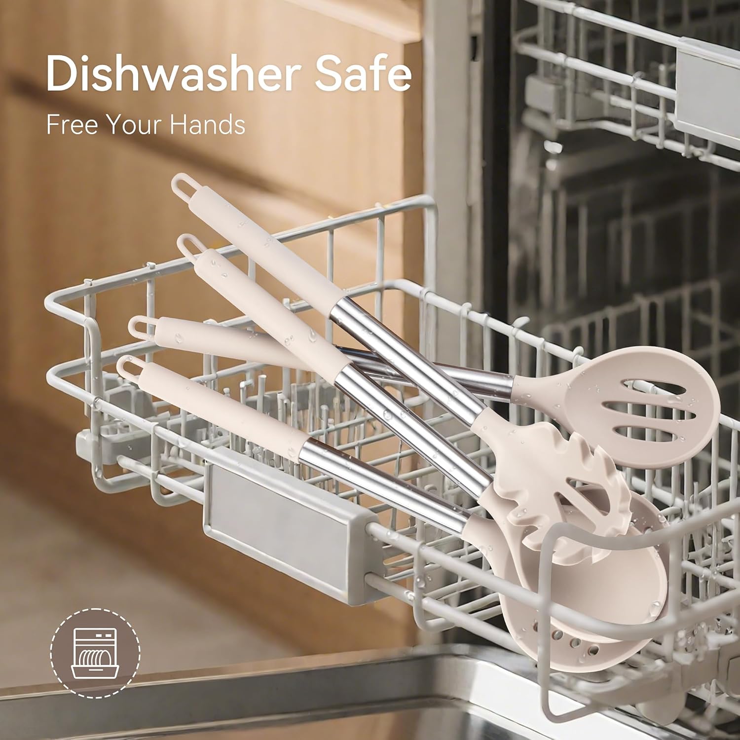 Silicone Cooking Utensils Set, 28 Pcs Kitchen Utensils Set 446°F Heat Resistant Spatula Set, Food Grade Silicone and Stainless Steel Handle Kitchen Gadgets for Nonstick Cookware BPA Free - Image 6