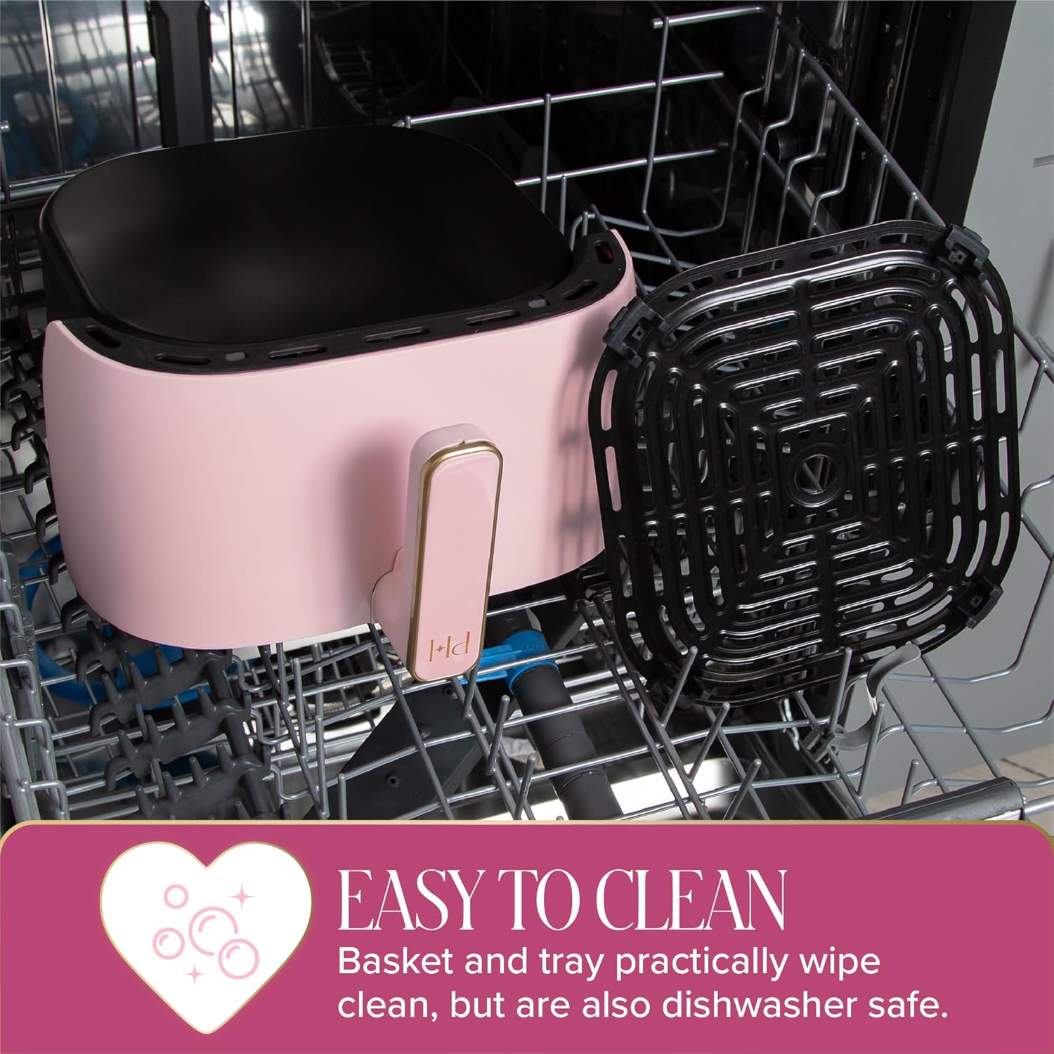 Paris Hilton Air Fryer, Large 6-Quart Capacity, Nonstick Made without PFAS, Touchscreen Display, 8-in-1 (Air Fry, Roast, Broil, Bake, Reheat, Keep Warm, Pizza, Dehydrate), Dishwasher Safe, Pink - Image 8