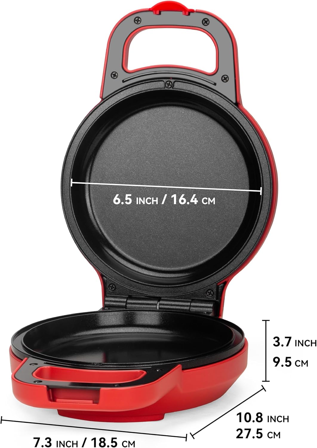 Flip Pancake Maker Machine, Ceramic Coated Pancake Pan for 6.5 Inch Pancakes, Omelette, Crepe & Quesadilla, Frittata, Double Sided Omelette Pan Nonstick, Red - Image 8