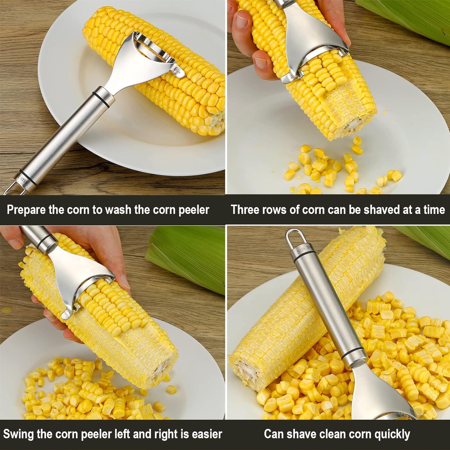 Corn Peeler Stainless Stee Corn Cob Stripper Tool Corn Thresher from the Cob, Removes Corn Kernels From Corn Cobs In Seconds, Kitchen Gadget - Image 4