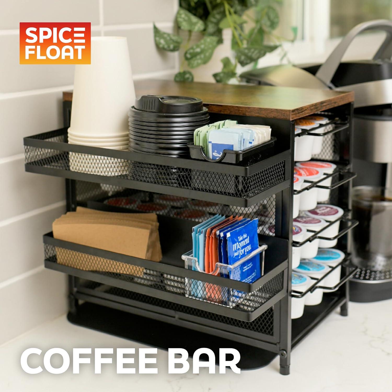 SPICE FLOAT Magnetic Spice Organizer Racks - 4 Premium Metal Racks + 1 Hanging Hook Bar Kitchen Shelf - Seasoning Organizer For Kitchen Appliances (3.94" x 12.2" x 3.15") - Image 7