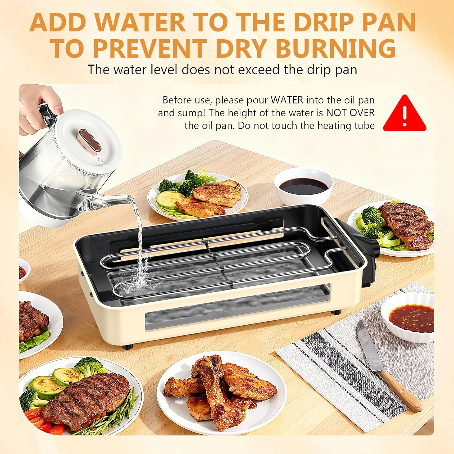Electric Indoor Grill 1500W -2 in 1 Smokeless Indoor Grill for Kitchen with Non-stick Removable Grill & Griddle Plate,Temperature Control Korean BBQ Grill with 3 Cheese Pans Dishwasher Safe - Image 5