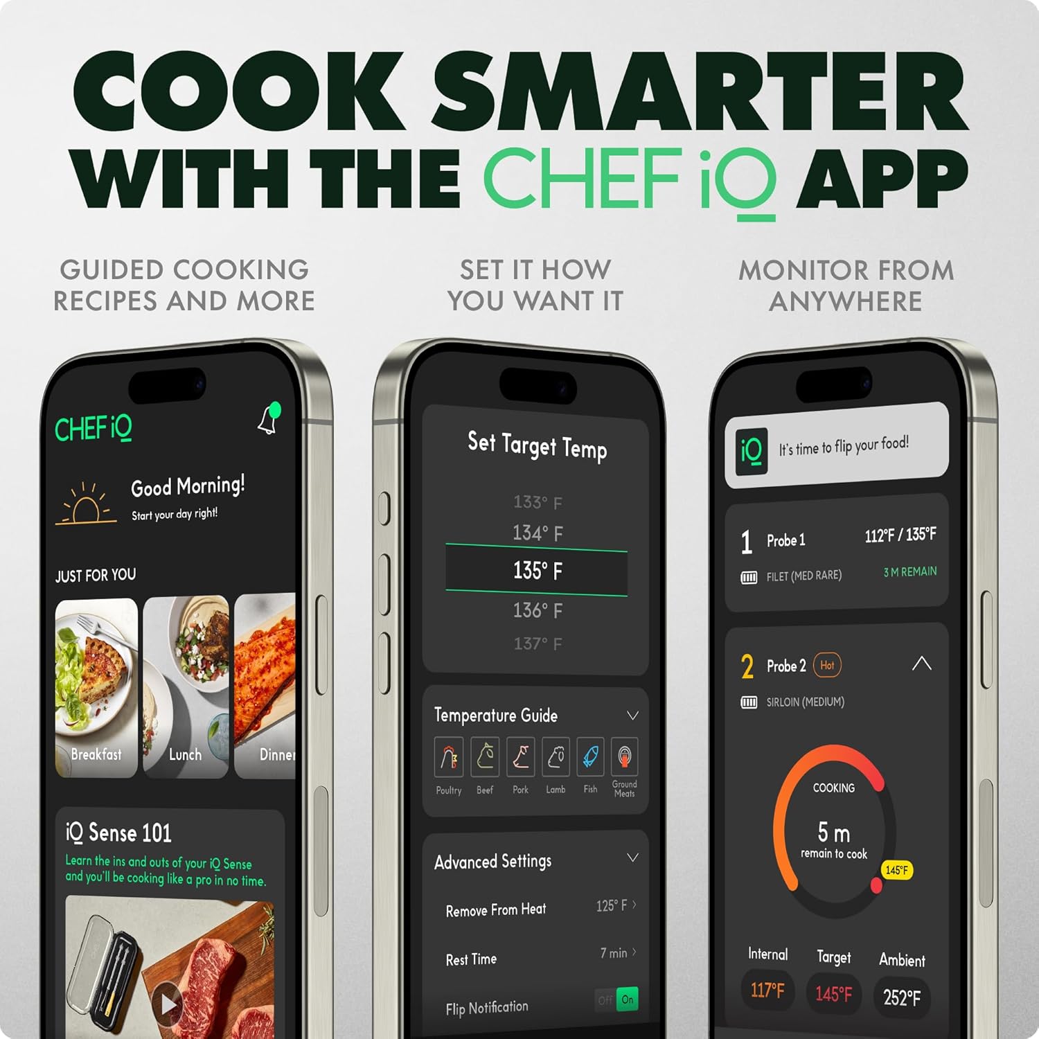 CHEF iQ Sense | Smart Wireless Meat Thermometer | 2 Ultra-Thin Probes | WiFi Unlimited Range | 1000°F Heat Safe | 5 Sensors | BBQ, Grill, Oven, Smoker, Air Fryer | Gen3 - Image 3