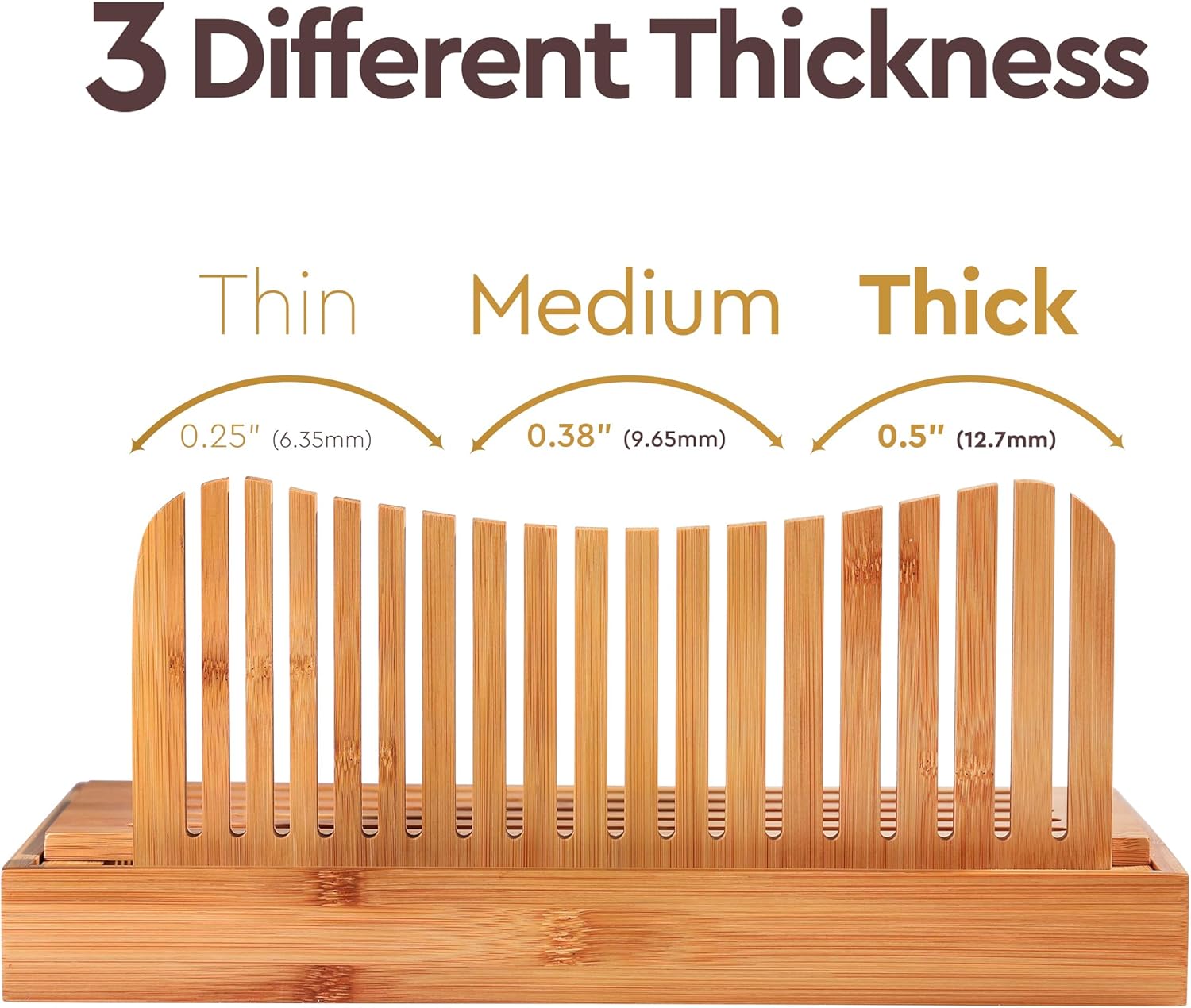 Bread Slicer for Homemade Bread - Adjustable Bamboo Bread Cutter with Knife, Foldable Slicing Guide & Crumb Tray - Bread Loaf Slicer for Sourdough, Cakes, Bagels, Loaves - Kitchen Gadgets Baking Gifts - Image 5