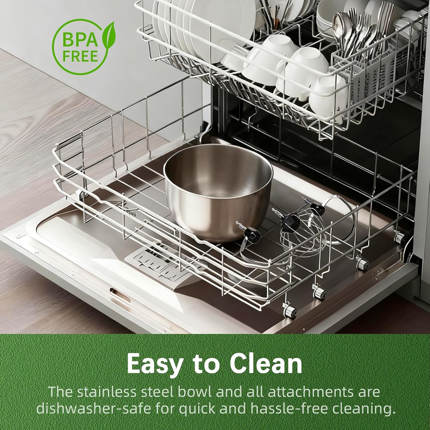 Stand Mixer, Compact & Space-Saving, Stainless Steel Bowl, Unique & Playful Design, Effcient Motor, Dishwasher-Safe Attachments, SM-2549A (Yellow) - Image 6