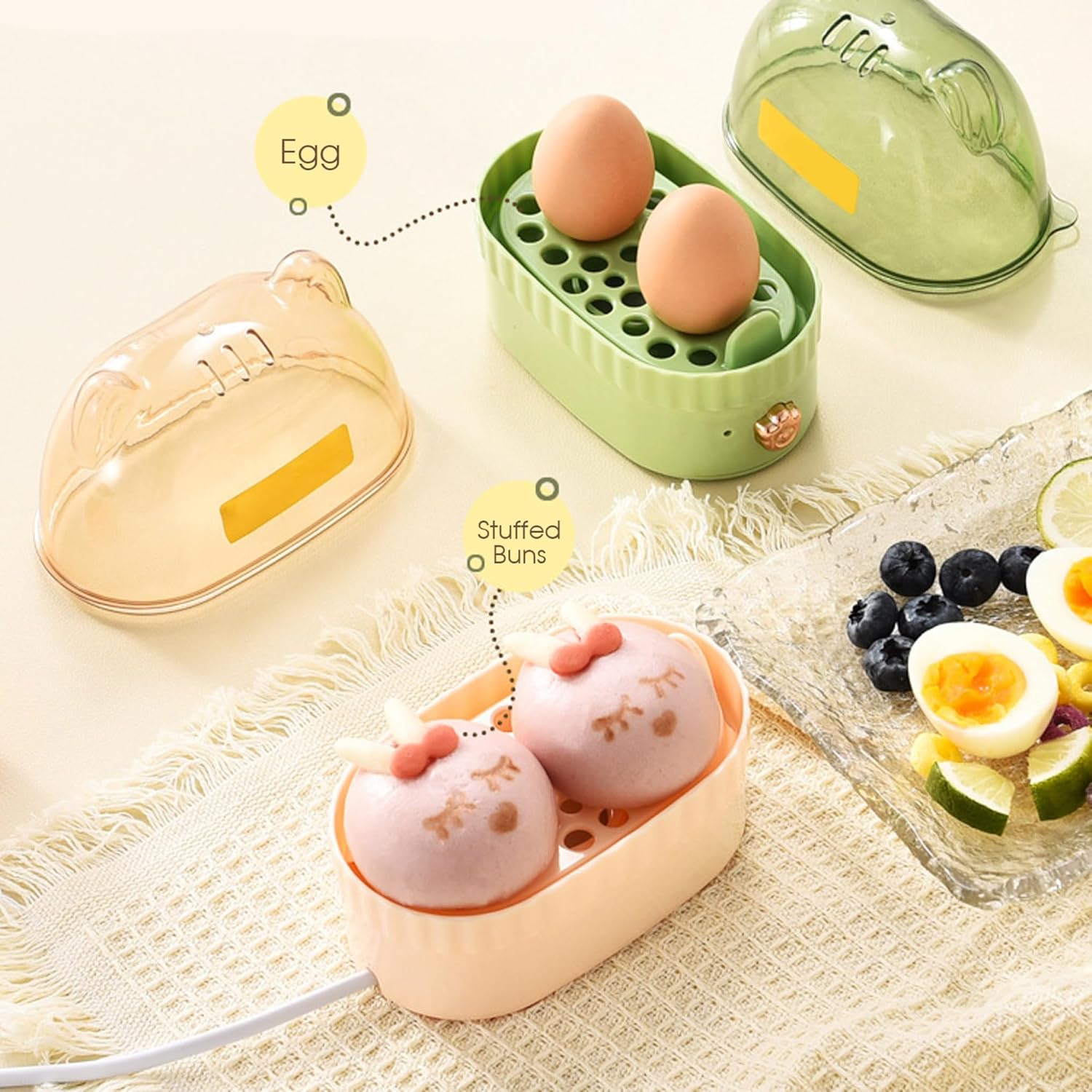 Egg Cooker, Electric Rapid Mini Egg Cooker with 2 Cavity for Breakfast Preparation, Auto Shut Off, Mini, Boiler, Poacher, Kitchen Gadgets, Kitchen Appliances - Image 6