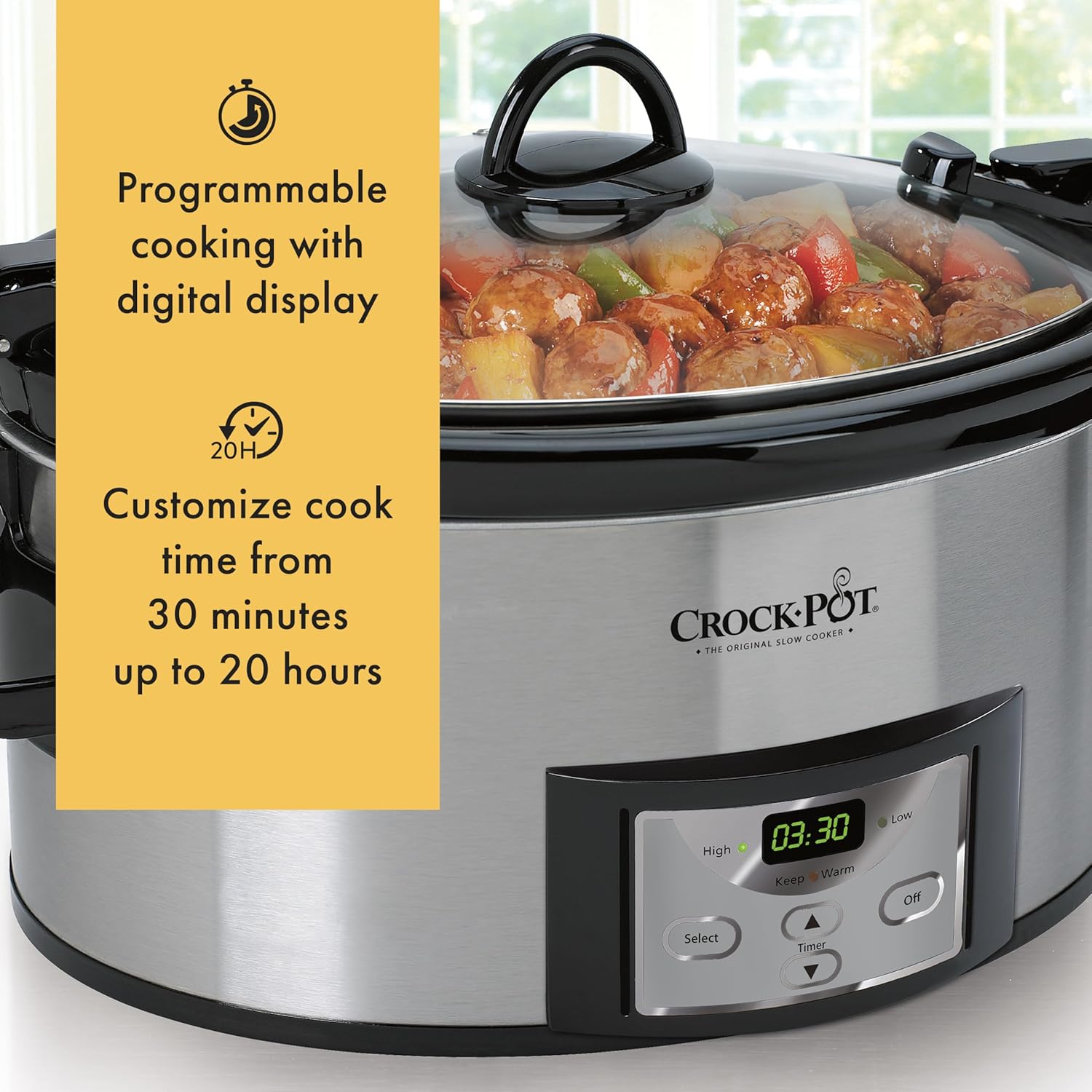 Crock-Pot 6 Quart Cook & Carry Programmable Slow Cooker with Digital Timer Stainless Steel (CPSCVC60LL-S) pack of 1 - Image 5