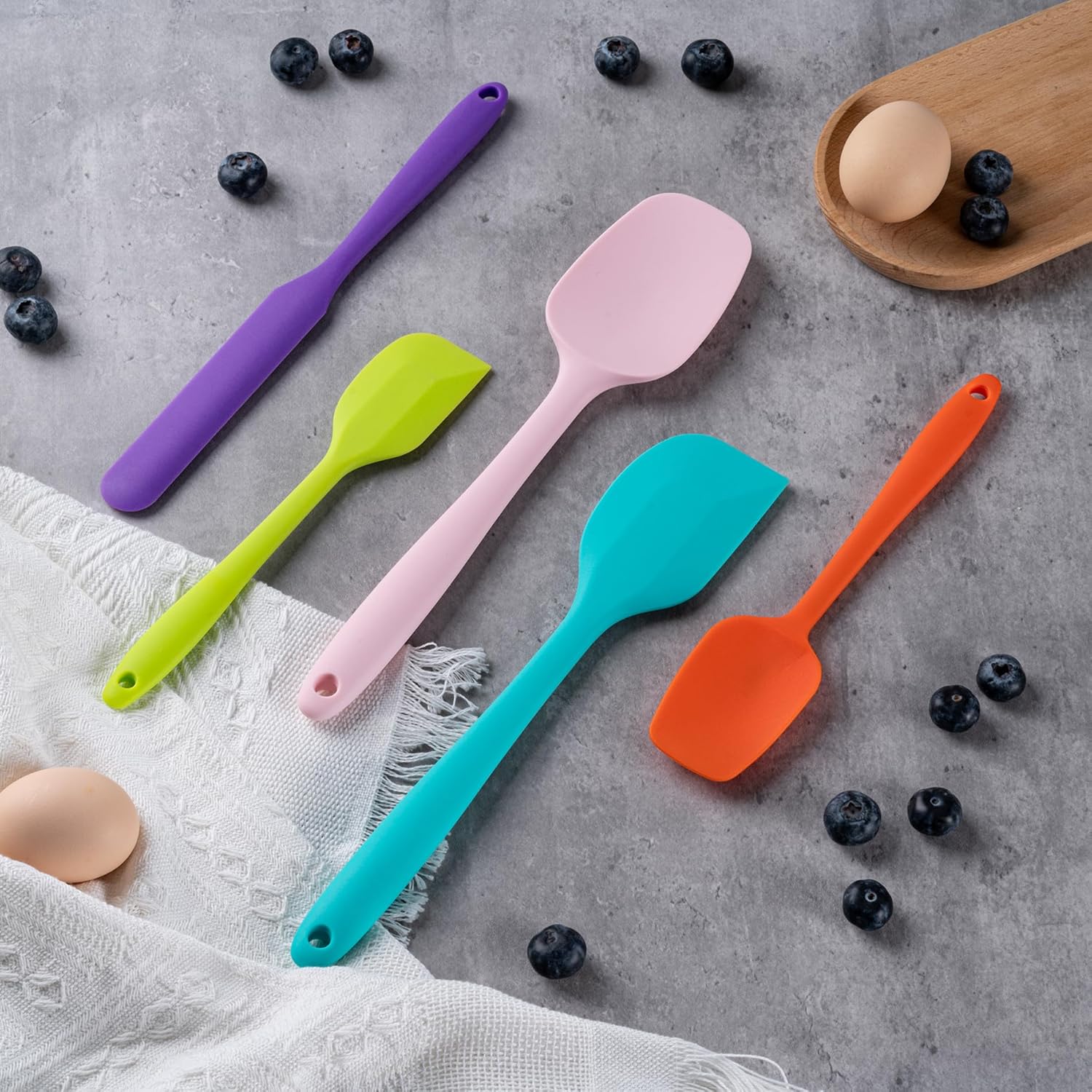 Silicone Spatula Set, 5 Piece Food Grade Rubber Spatulas for Baking, Cooking, and Mixing High Heat Resistant Non Stick Dishwasher Safe BPA-Free (Multicolor) - Image 7