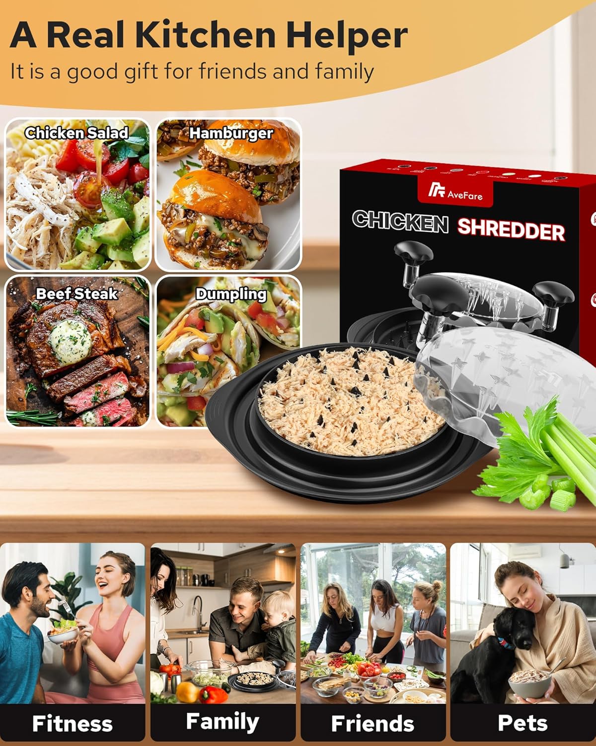 Large Chicken Shredder, Heavy Duty Highly Durable Chicken Shredder Tool Twist, Meat Shredder Machine, BPA Free, Strong Anti-Slip, Dishwasher Safe, Suitable for Pork Beef Chicken - Image 8