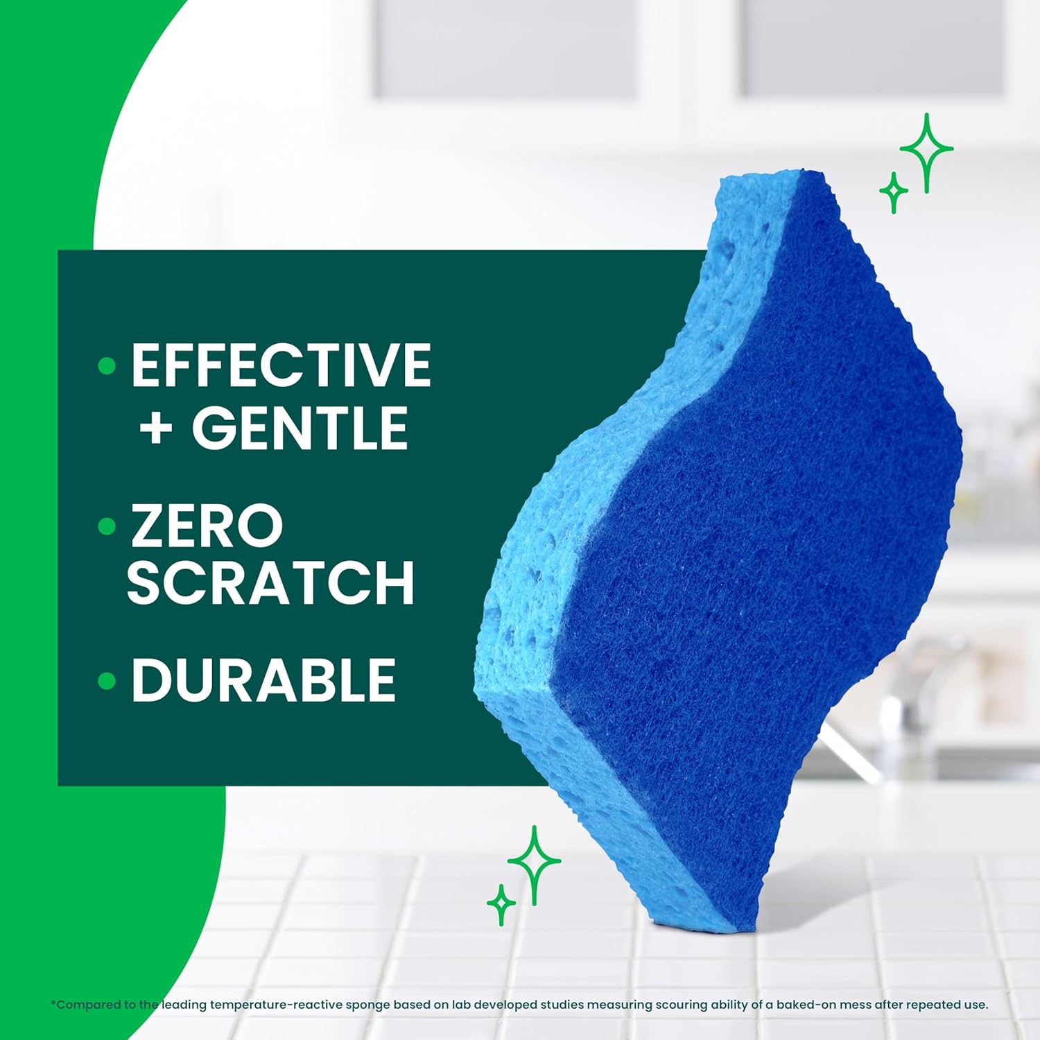 Scotch-Brite Zero Scratch Scrub Sponge, 6 Kitchen Sponges for Cleaning Around the Home, Bathroom & More, Scratch-free Dish Scrubber, Multi-surface Safe, Best for Nonstick Pots and Pans - Image 3