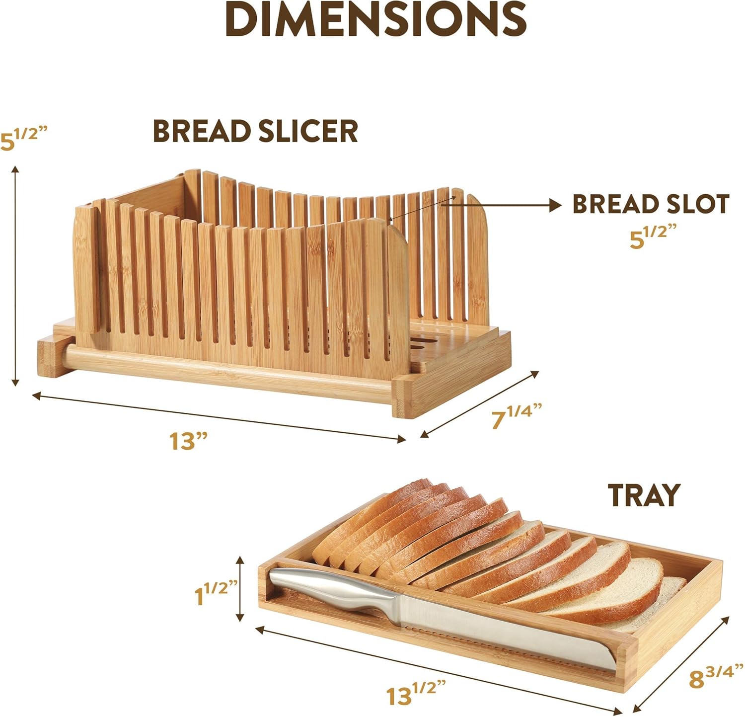 Bread Slicer for Homemade Bread - Adjustable Bamboo Bread Cutter with Knife, Foldable Slicing Guide & Crumb Tray - Bread Loaf Slicer for Sourdough, Cakes, Bagels, Loaves - Kitchen Gadgets Baking Gifts - Image 6
