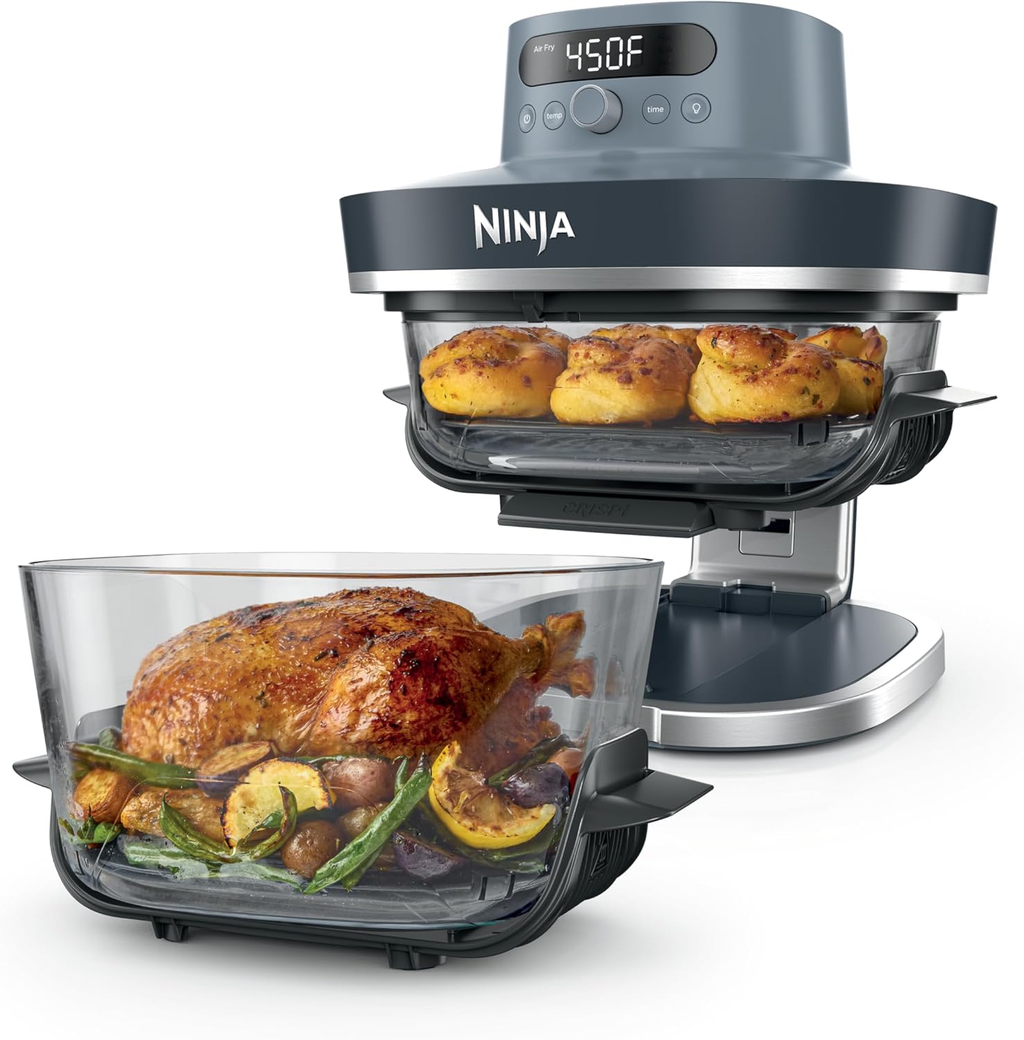 Ninja Crispi Pro 6-in-1 Glass Air Fryer | 450°F, Nontoxic, 6qt & 2.5qt Containers & Lids | Microwave, Freezer, Dishwasher Safe | Max Crisp, Air Fry, Bake, Roast, Recrisp, Dehydrate |Cyberspace AS101CY - Image 2