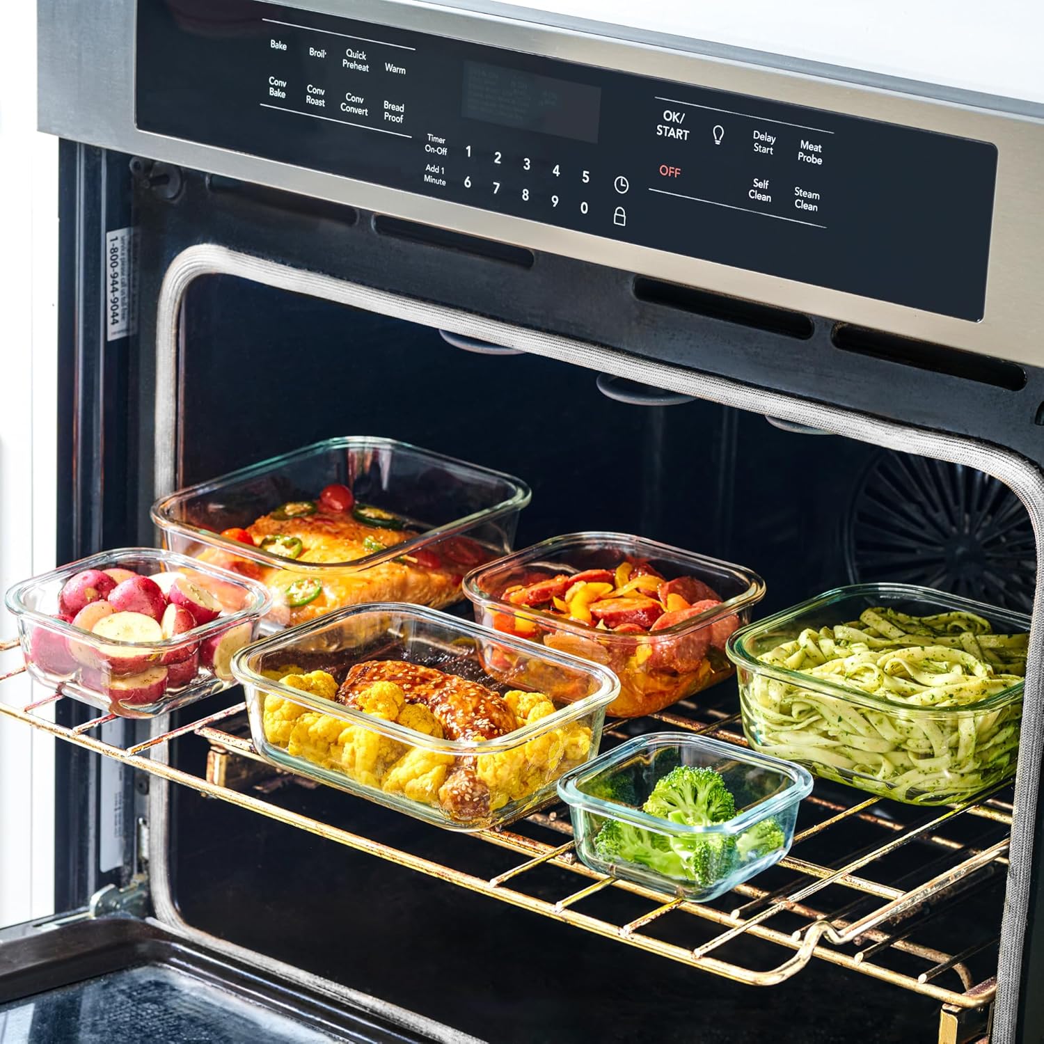 40pc Set Glass Food Storage Containers & Bowls with Airtight Lids - Leakproof BPA-Free Meal Prep Airtight Stackable Lunch Boxes, Kitchen Pantry & Storage Organizers - Microwave Freezer Dishwasher Safe - Image 5