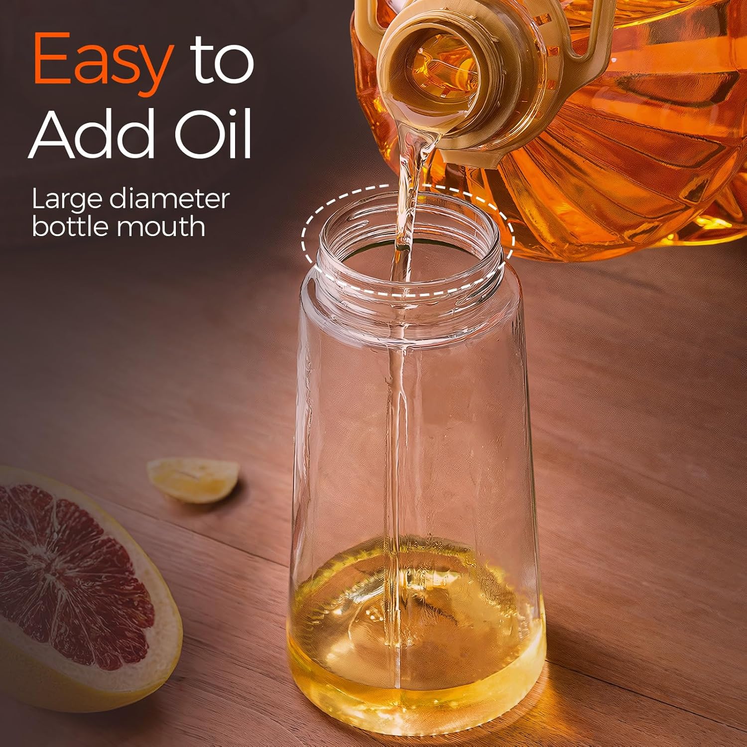 YARRAMATE 16oz/470ml Glass Olive Oil Sprayer for Cooking with Stickers, 2 in 1 Oil Dispenser for Kitchen Gadgets, Food Grade Premium Spray Bottle with Portion Control for Salad, Frying, BBQ (Black) - Image 5