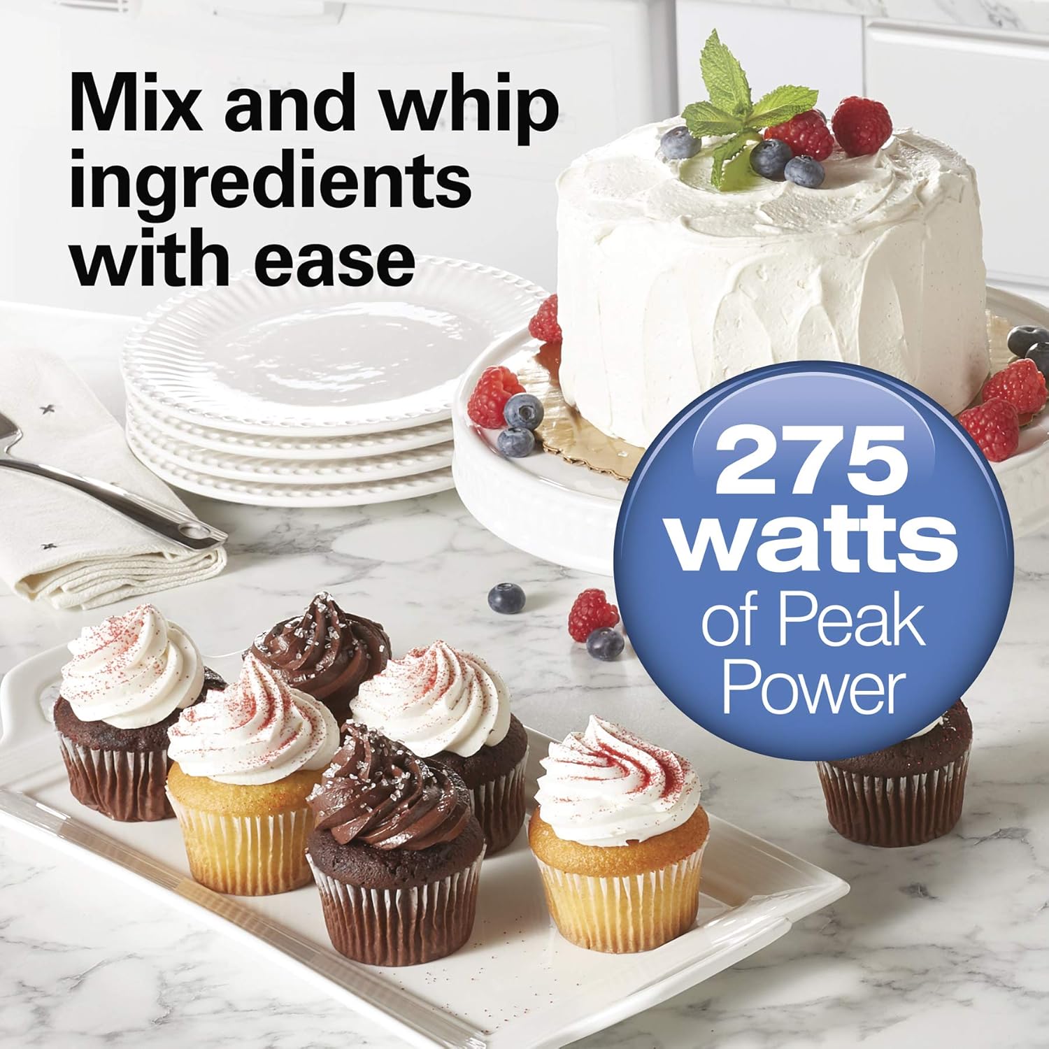 Hamilton Beach Power Deluxe 6-Speed Electric Hand Mixer with Snap-On Storage Case, QuickBurst, Beaters, Whisk, Powerful 250 Watt Motor, Bowl Rest, Black (62692) - Image 5