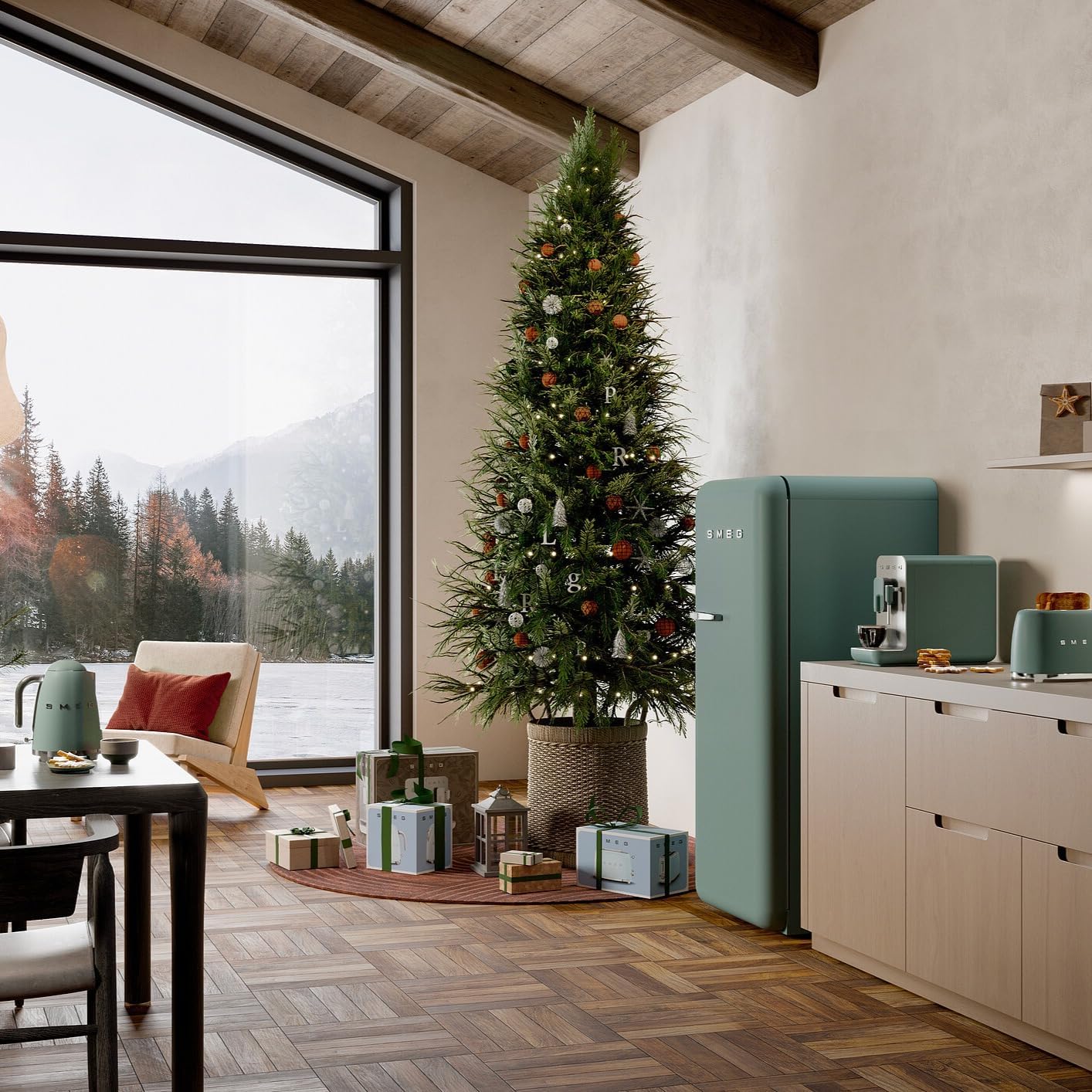 Smeg Retro Style FAB28 50s Style Refrigerator, Right Hinge, Matte Jade – 9.93 Cu. Ft. – Made in Italy - Image 2