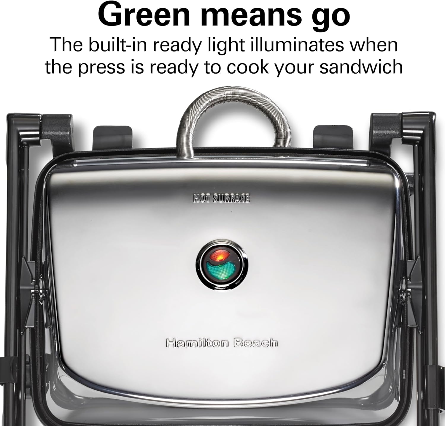 Hamilton Beach Panini Press Sandwich Maker & Electric Indoor Grill with Locking Lid, Opens Wide to Fit Any Thickness for Quesadillas, Burgers & More, Nonstick 8" x 10" Grids, Chrome (25460MNA) - Image 7